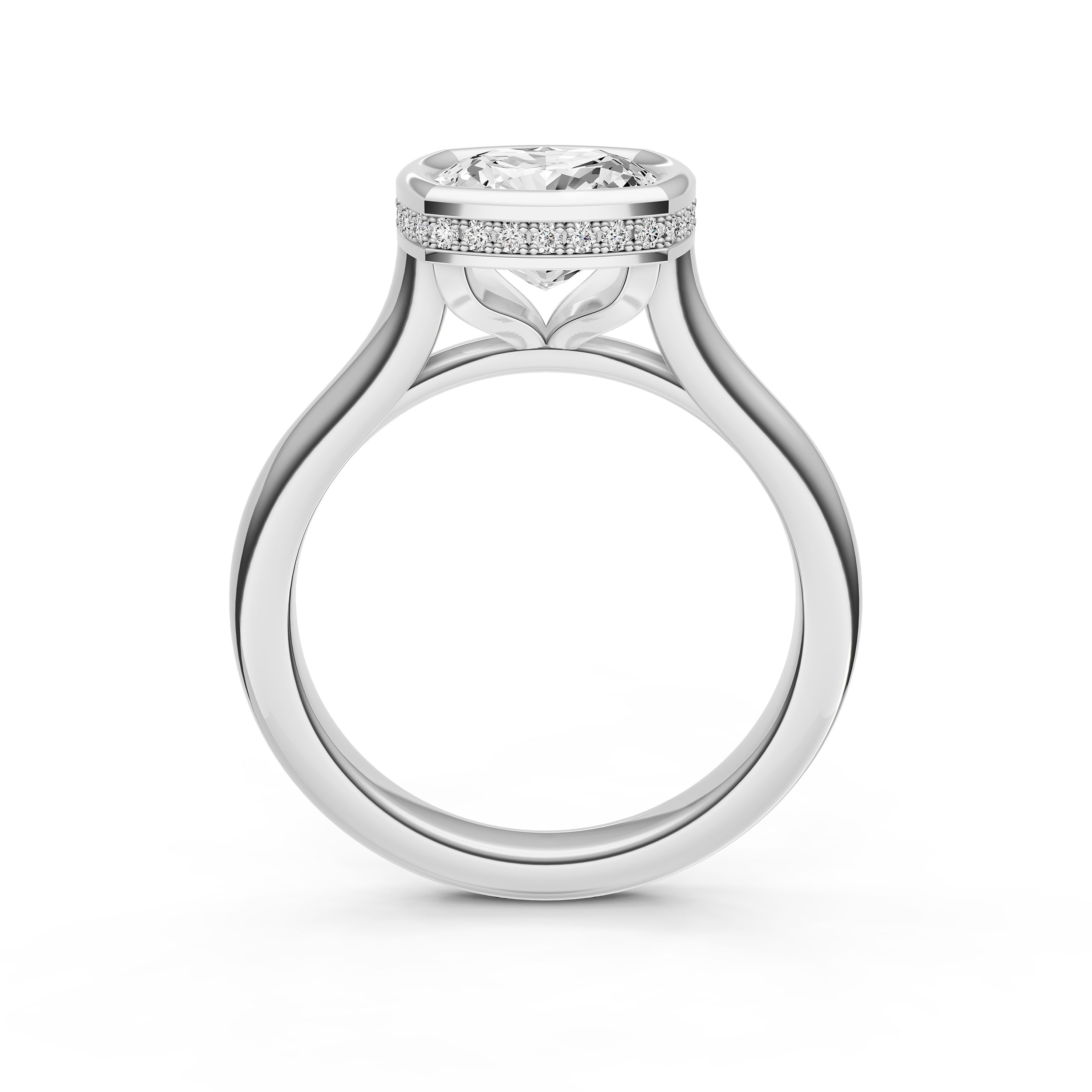 Bezel Hidden Halo Engagement Ring (Cushion) Birmingham Jewelry Engagement Ring Birmingham Jewelry 