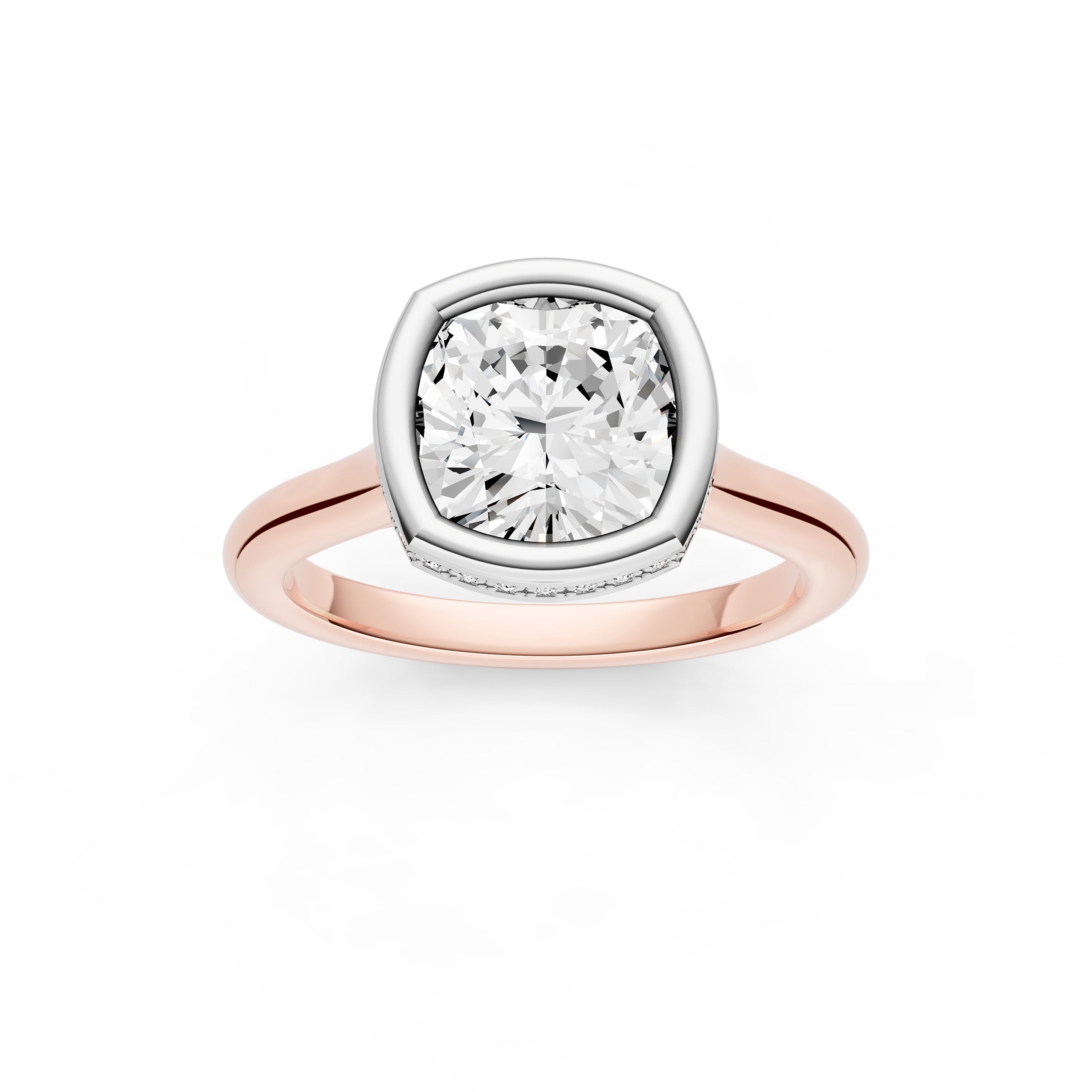 Bezel Hidden Halo Engagement Ring (Cushion) Birmingham Jewelry Engagement Ring Birmingham Jewelry 