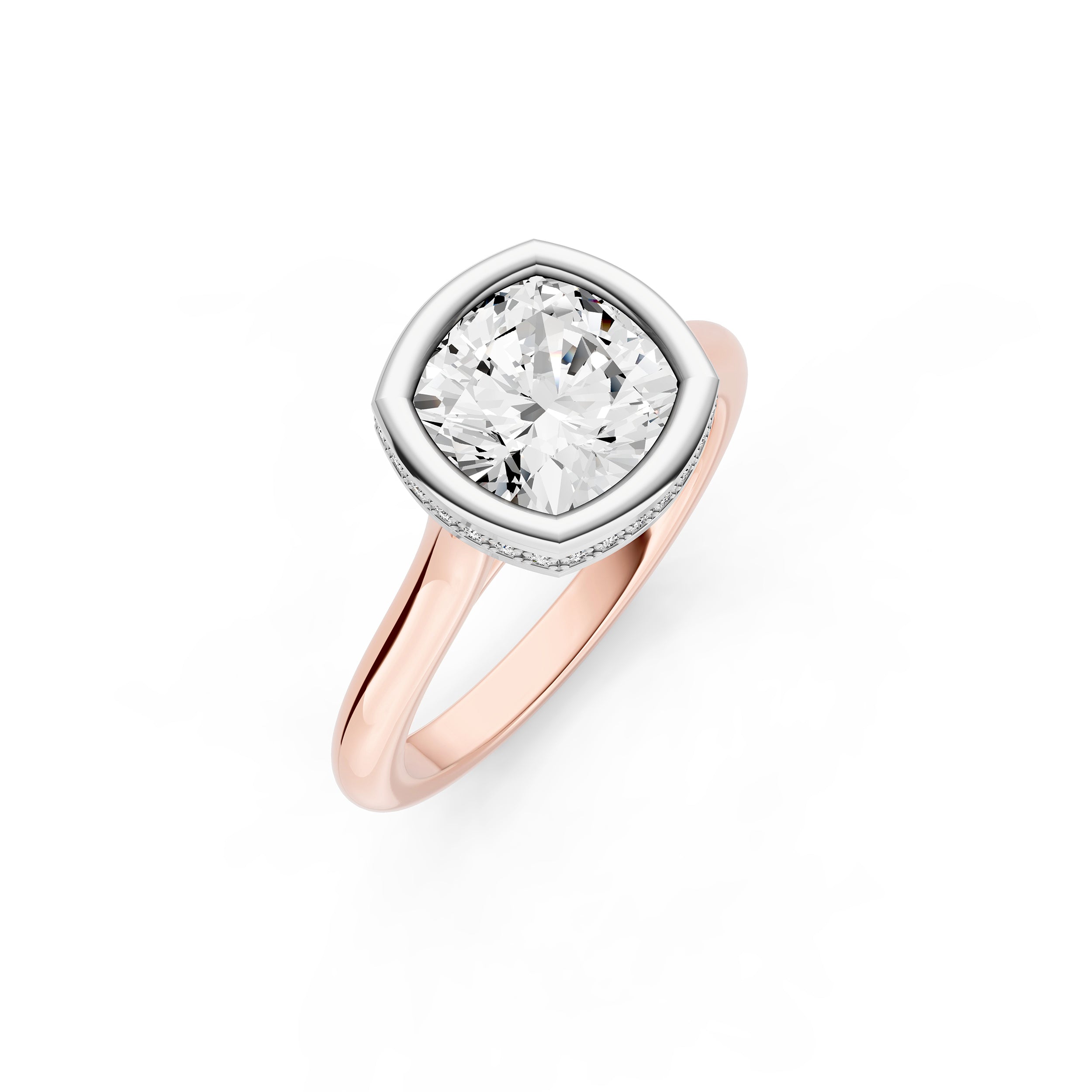 Bezel Hidden Halo Engagement Ring (Cushion) Birmingham Jewelry Engagement Ring Birmingham Jewelry 