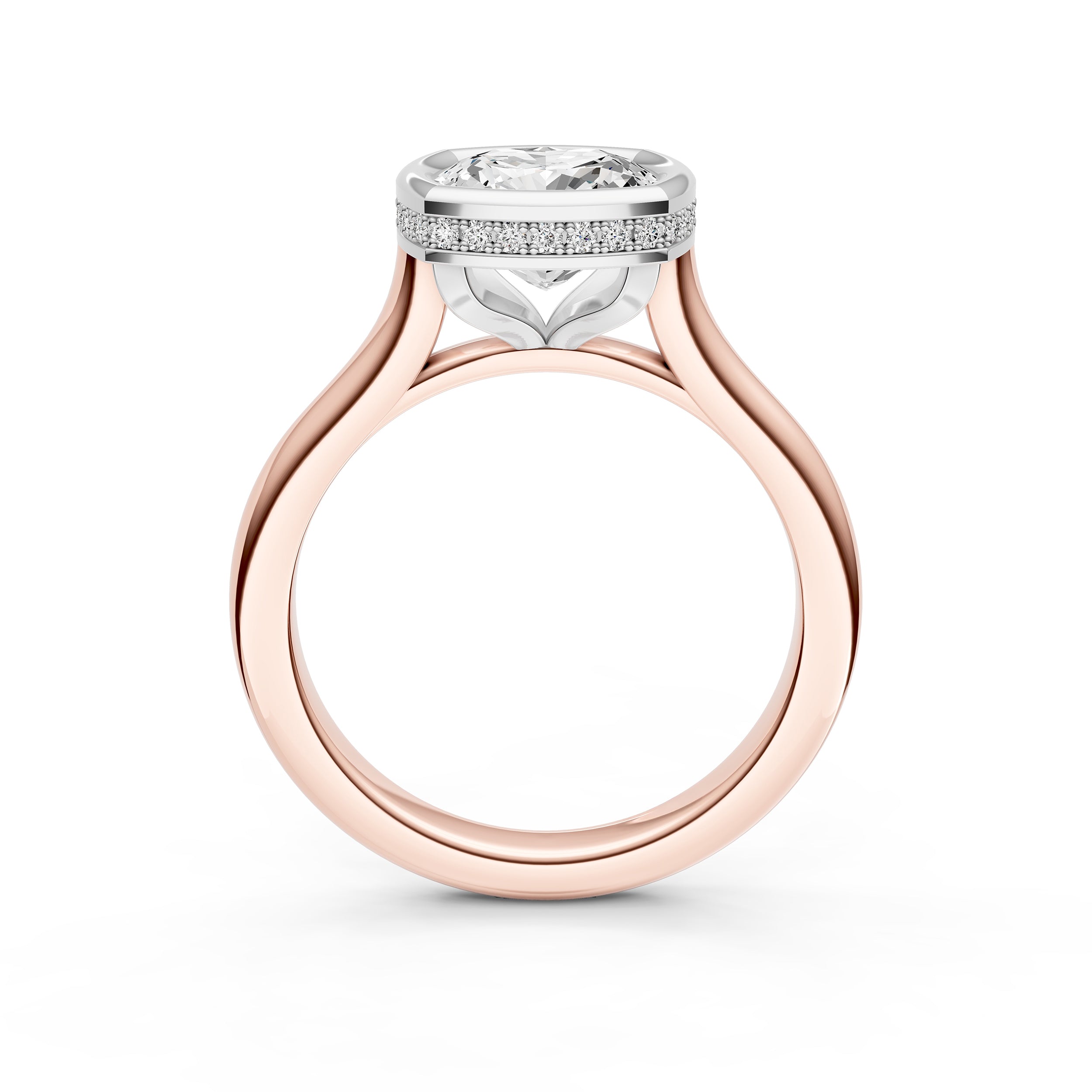 Bezel Hidden Halo Engagement Ring (Cushion) Birmingham Jewelry Engagement Ring Birmingham Jewelry 