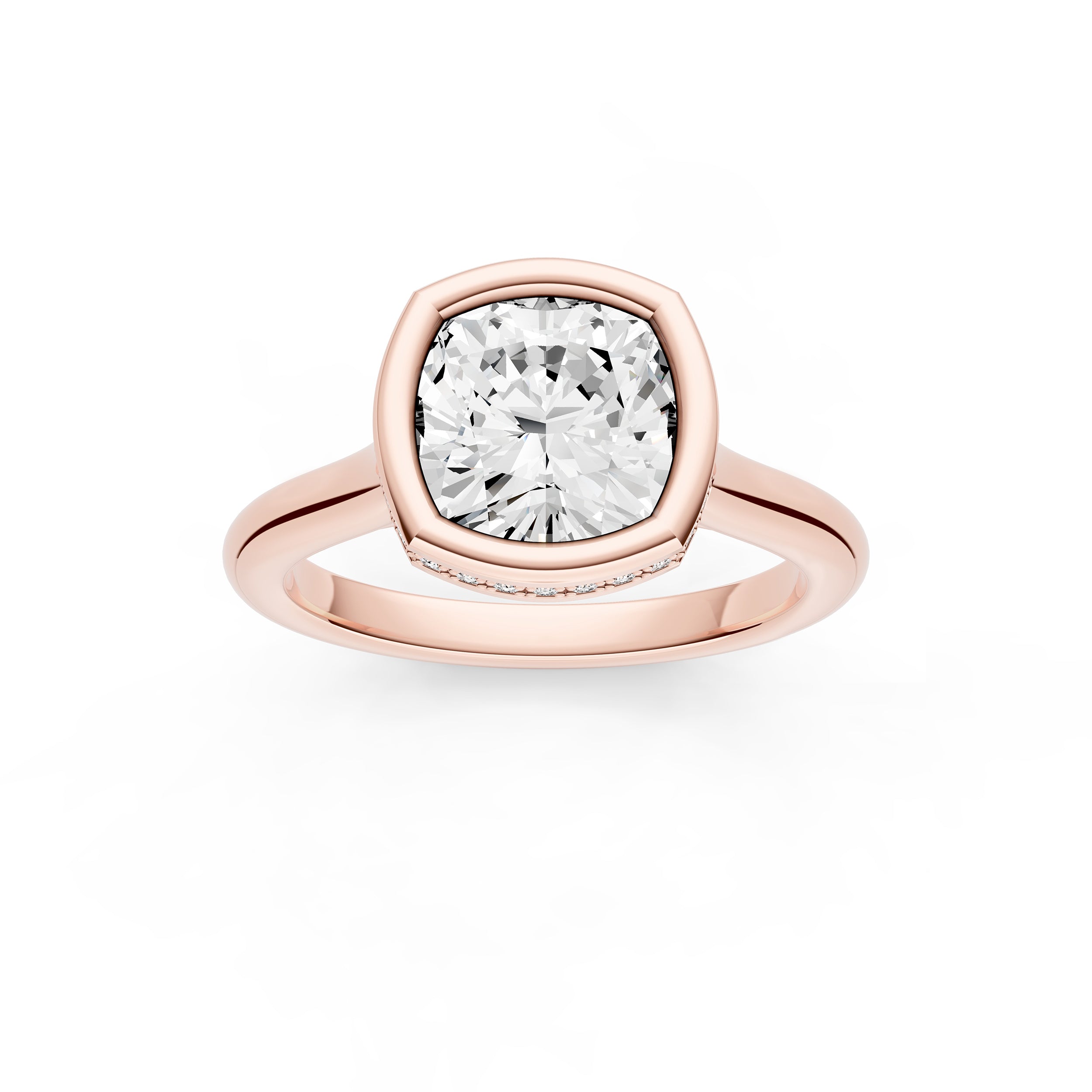 Bezel Hidden Halo Engagement Ring (Cushion) Birmingham Jewelry Engagement Ring Birmingham Jewelry 