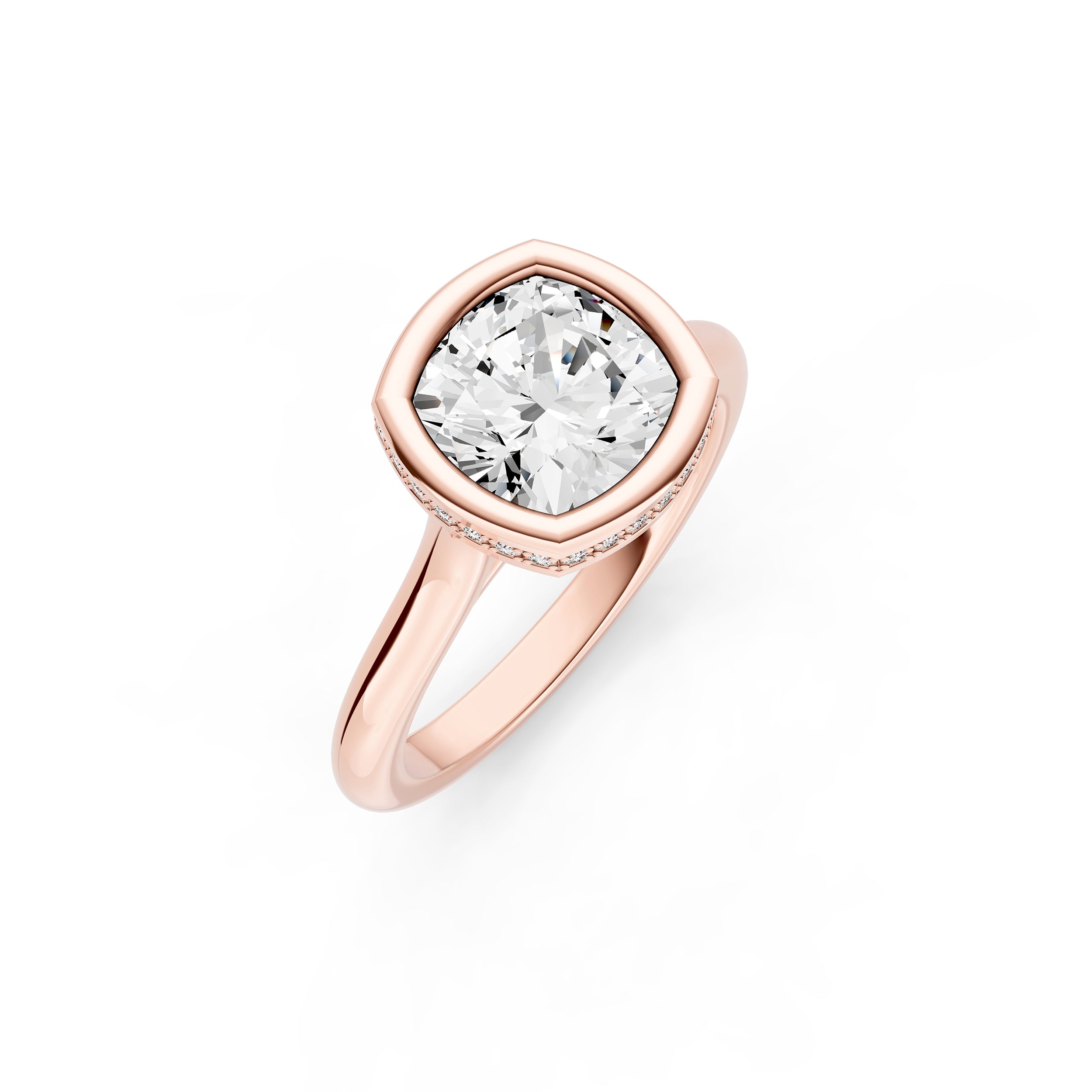Bezel Hidden Halo Engagement Ring (Cushion) Birmingham Jewelry Engagement Ring Birmingham Jewelry 