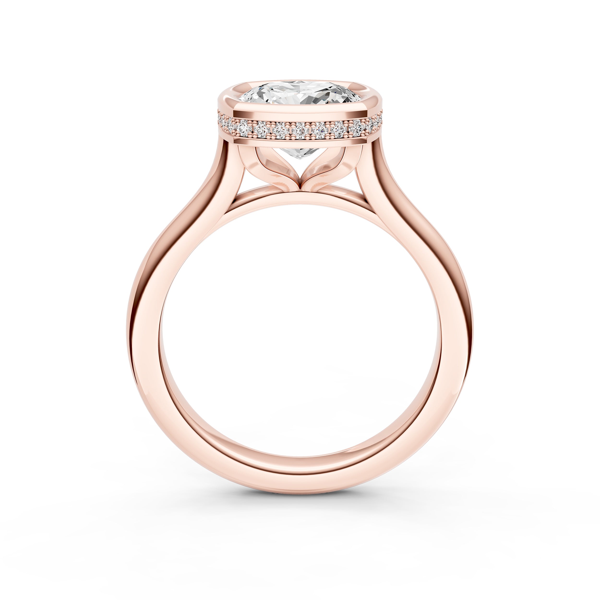 Bezel Hidden Halo Engagement Ring (Cushion) Birmingham Jewelry Engagement Ring Birmingham Jewelry 