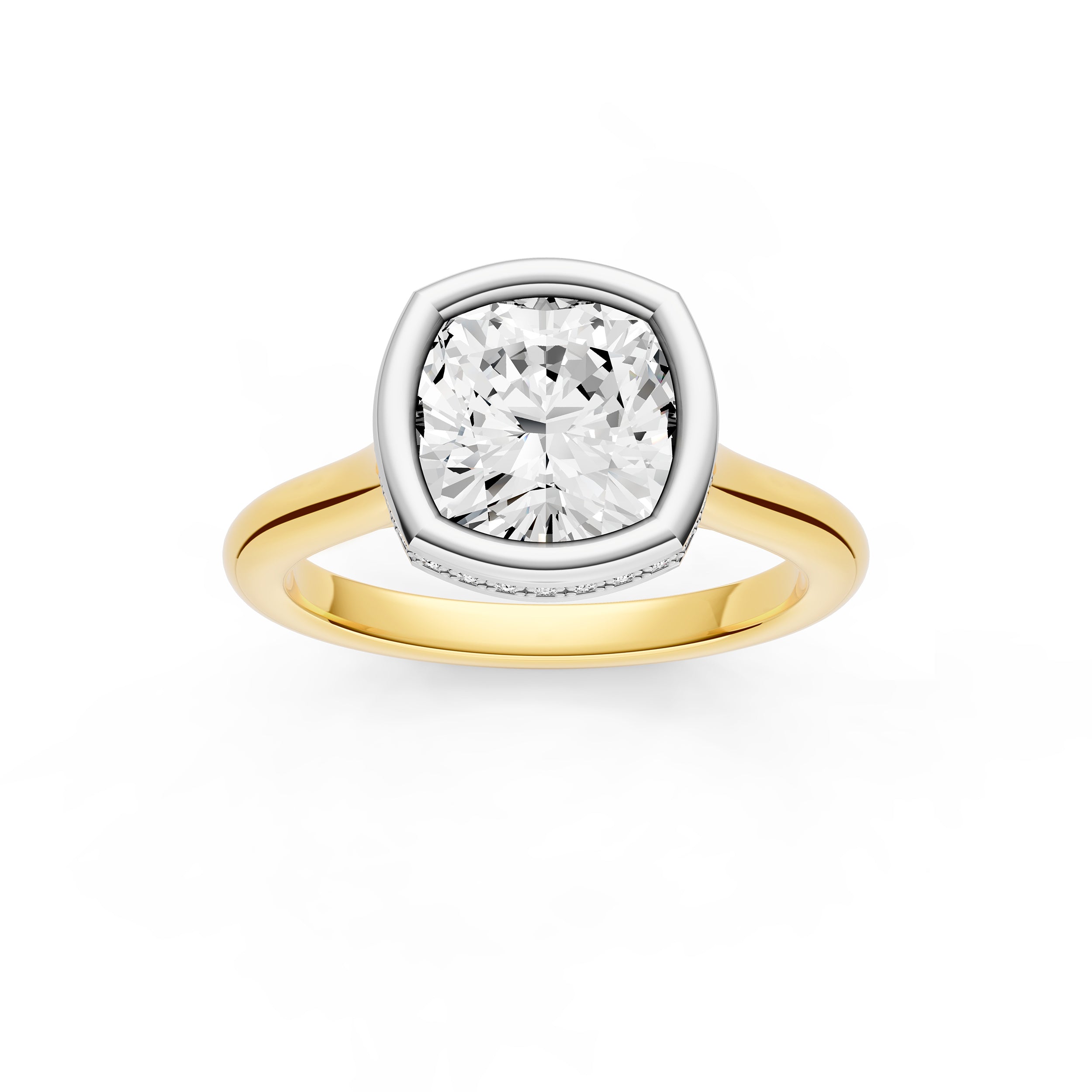 Bezel Hidden Halo Engagement Ring (Cushion) Birmingham Jewelry Engagement Ring Birmingham Jewelry 