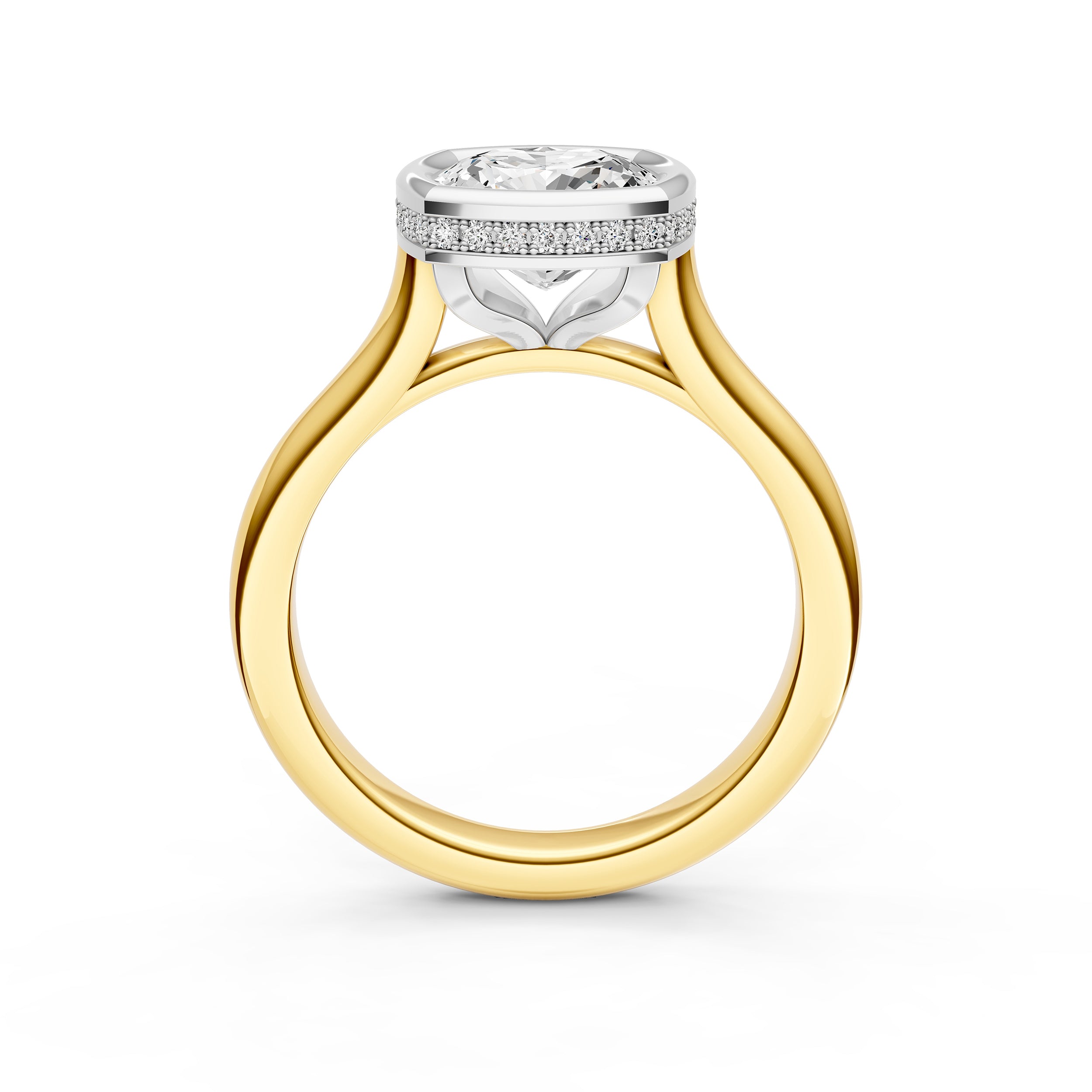 Bezel Hidden Halo Engagement Ring (Cushion) Birmingham Jewelry Engagement Ring Birmingham Jewelry 