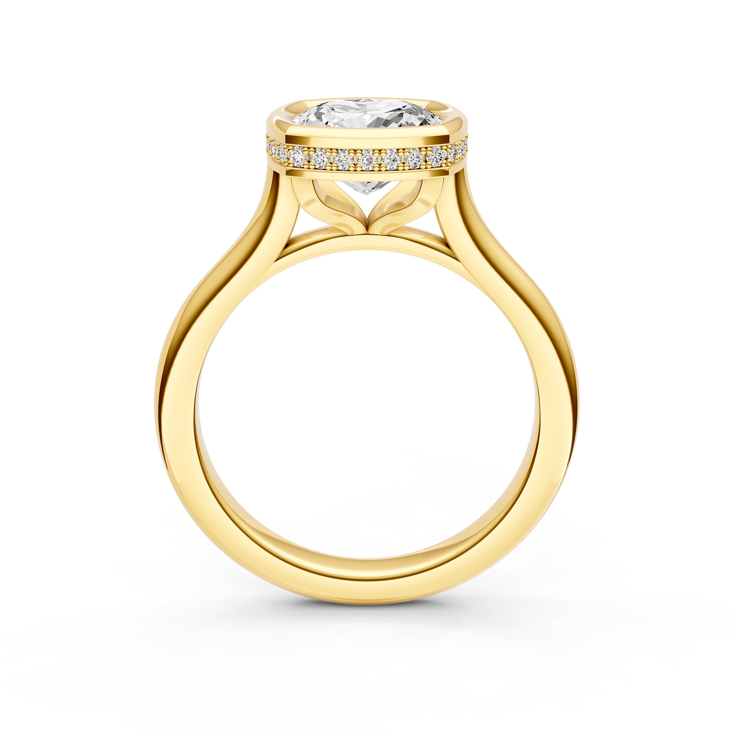 Bezel Hidden Halo Engagement Ring (Cushion) Birmingham Jewelry Engagement Ring Birmingham Jewelry 