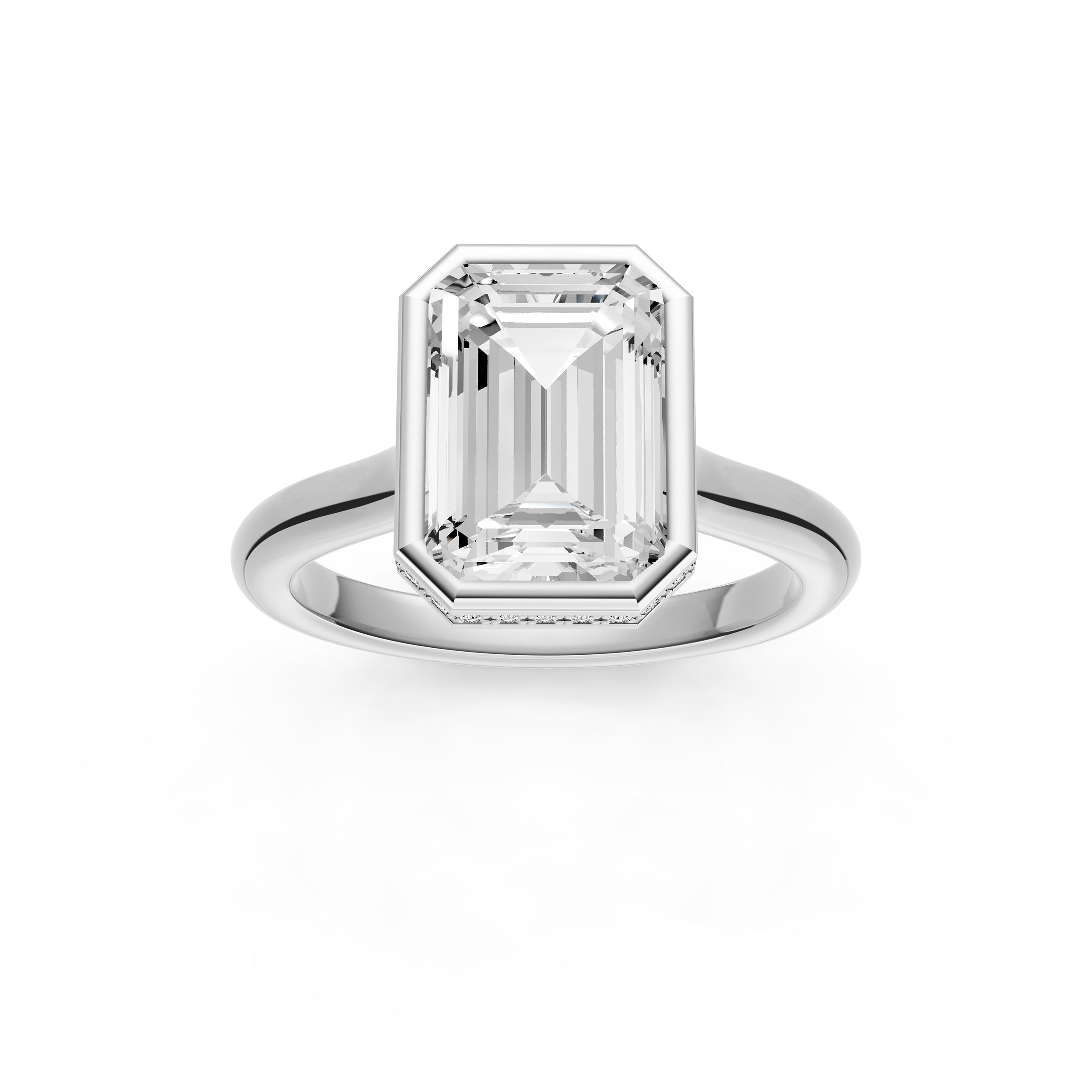 Bezel Hidden Halo Engagement Ring (Emerald Cut) Birmingham Jewelry Engagement Ring Birmingham Jewelry 