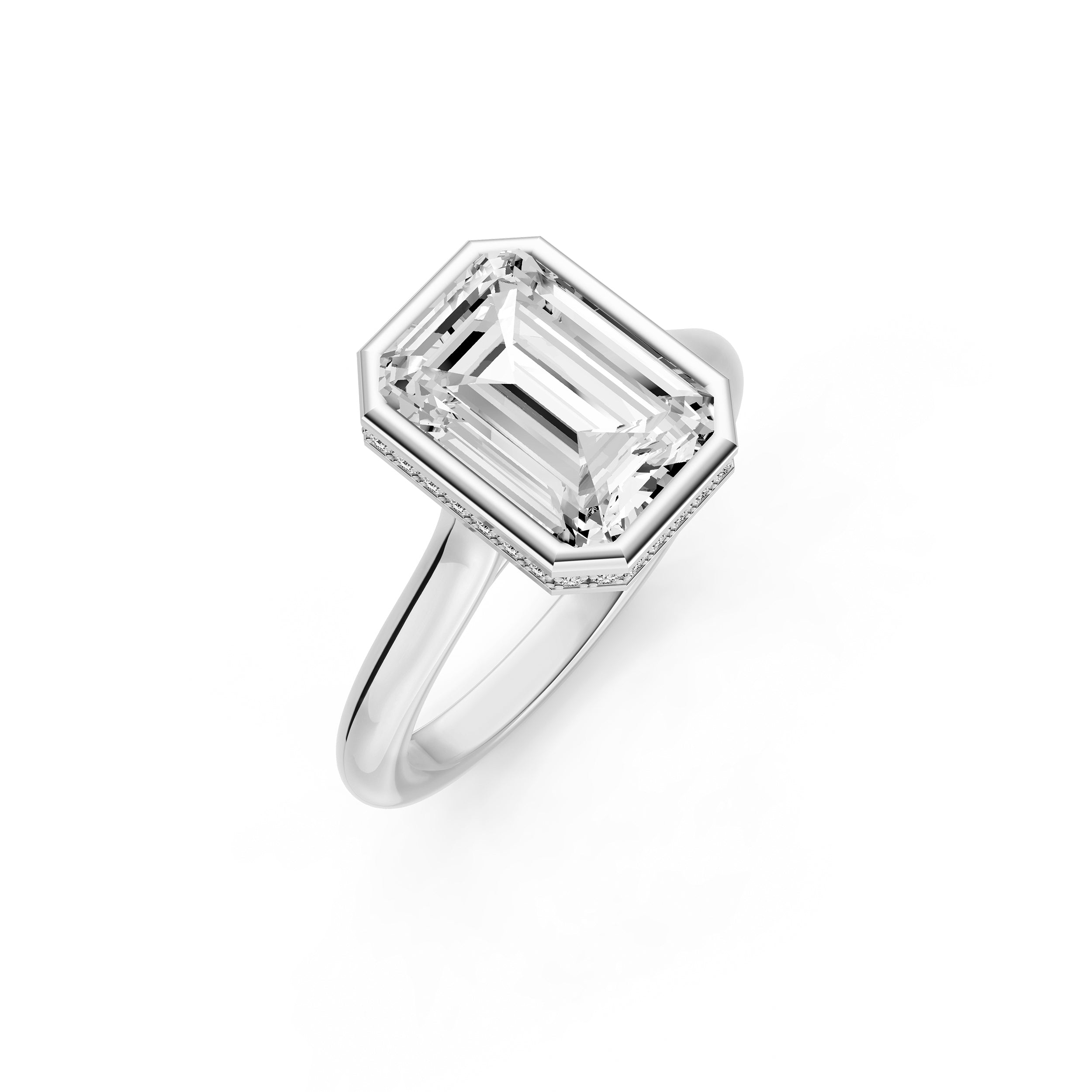 Bezel Hidden Halo Engagement Ring (Emerald Cut) Birmingham Jewelry Engagement Ring Birmingham Jewelry 