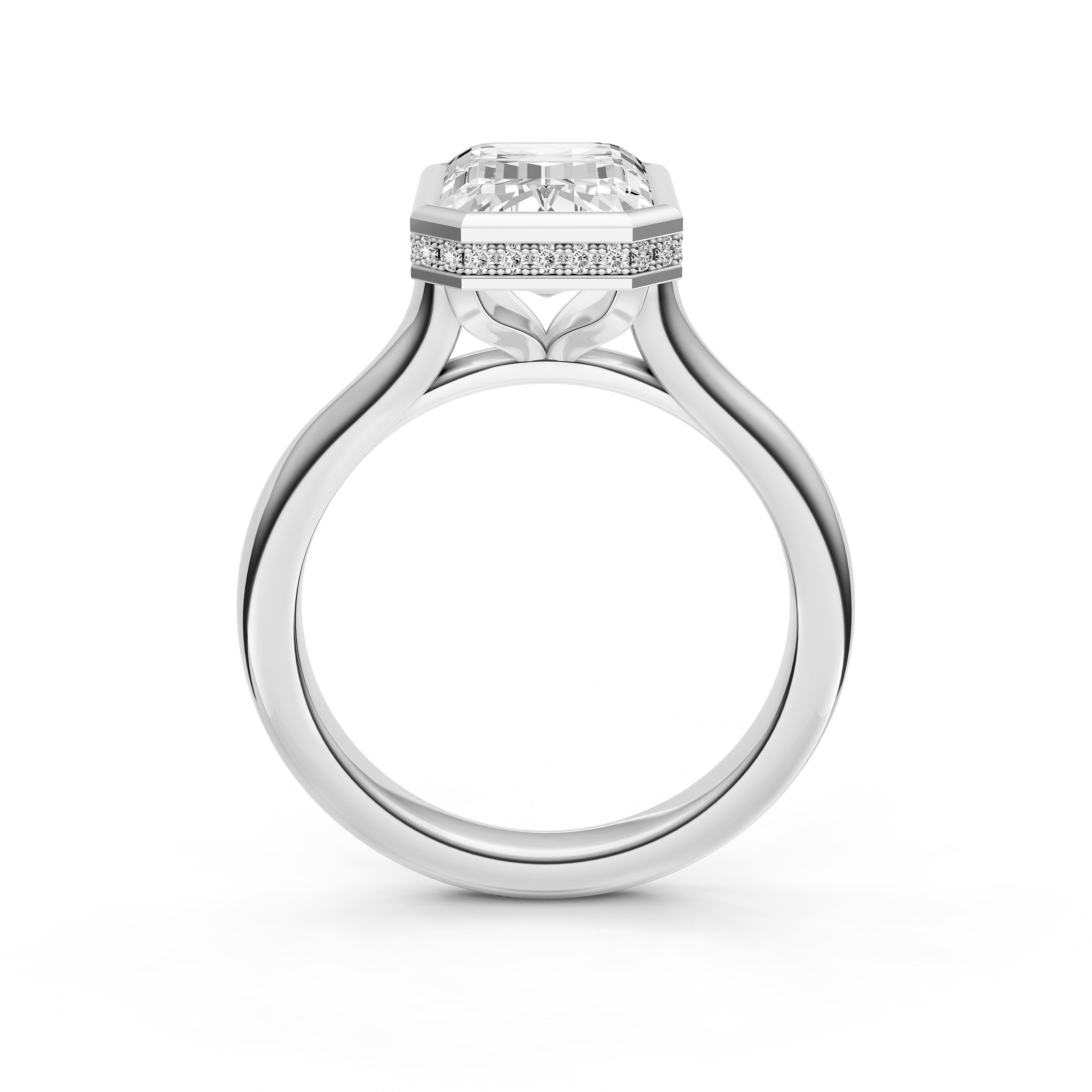 Bezel Hidden Halo Engagement Ring (Emerald Cut) Birmingham Jewelry Engagement Ring Birmingham Jewelry 