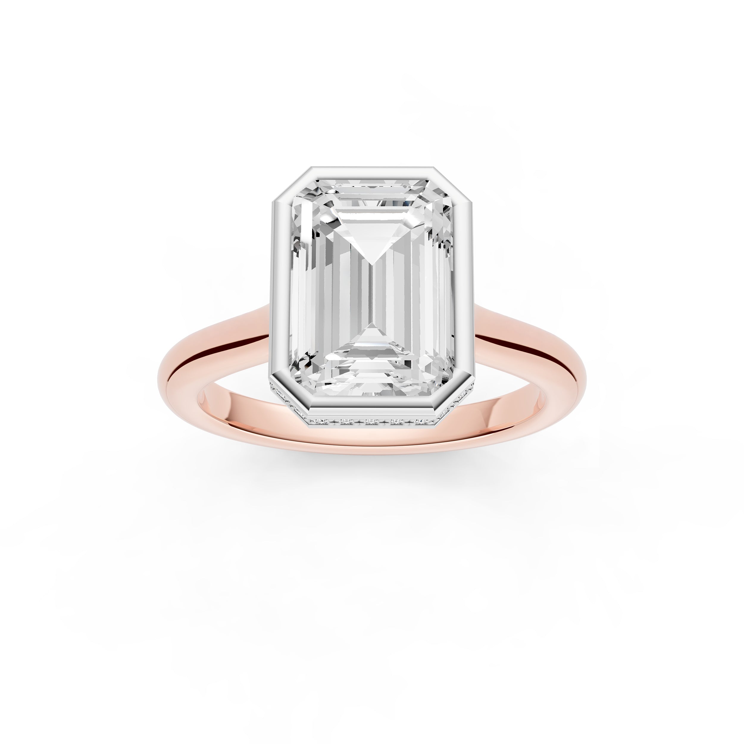 Bezel Hidden Halo Engagement Ring (Emerald Cut) Birmingham Jewelry Engagement Ring Birmingham Jewelry 