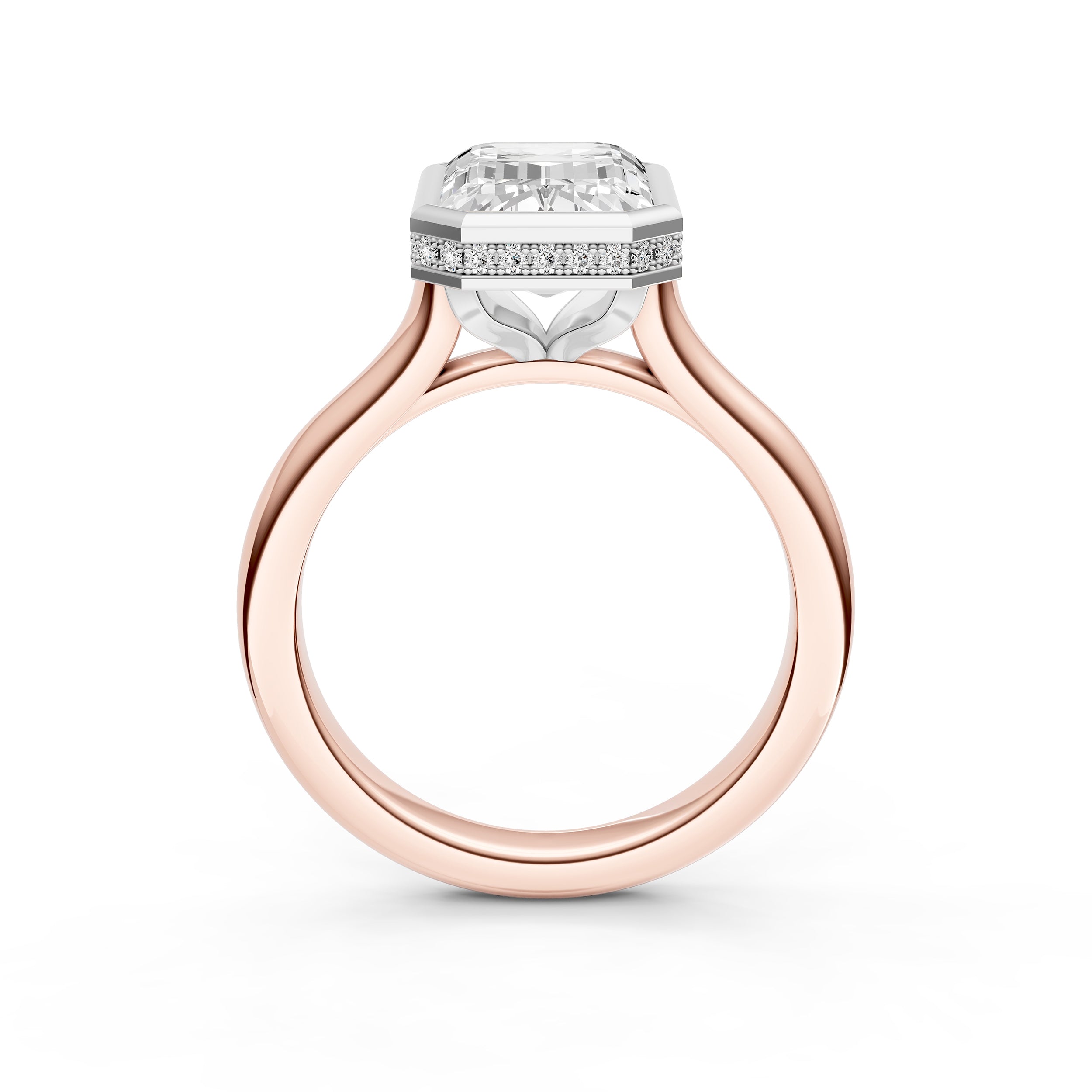 Bezel Hidden Halo Engagement Ring (Emerald Cut) Birmingham Jewelry Engagement Ring Birmingham Jewelry 