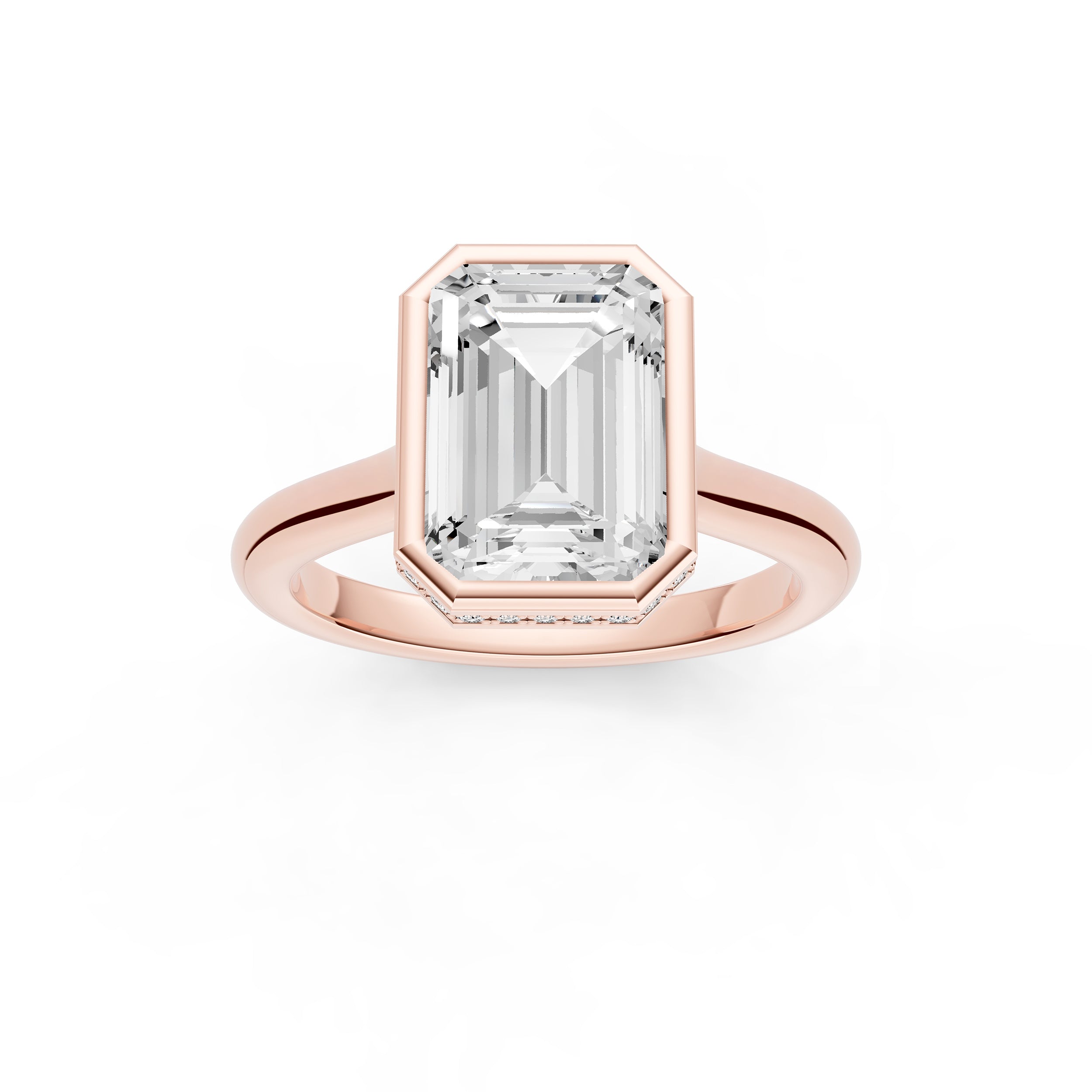 Bezel Hidden Halo Engagement Ring (Emerald Cut) Birmingham Jewelry Engagement Ring Birmingham Jewelry 