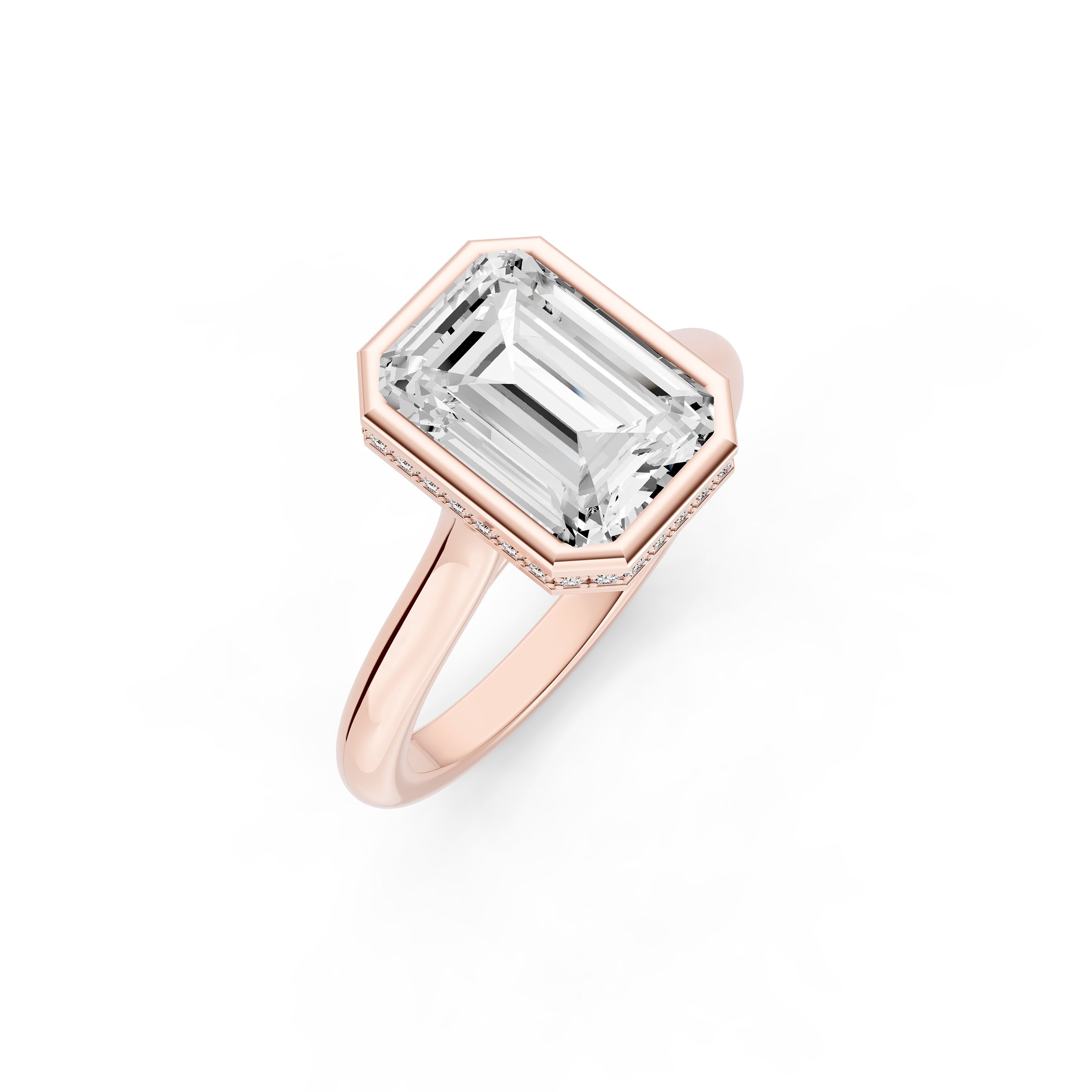 Bezel Hidden Halo Engagement Ring (Emerald Cut) Birmingham Jewelry Engagement Ring Birmingham Jewelry 