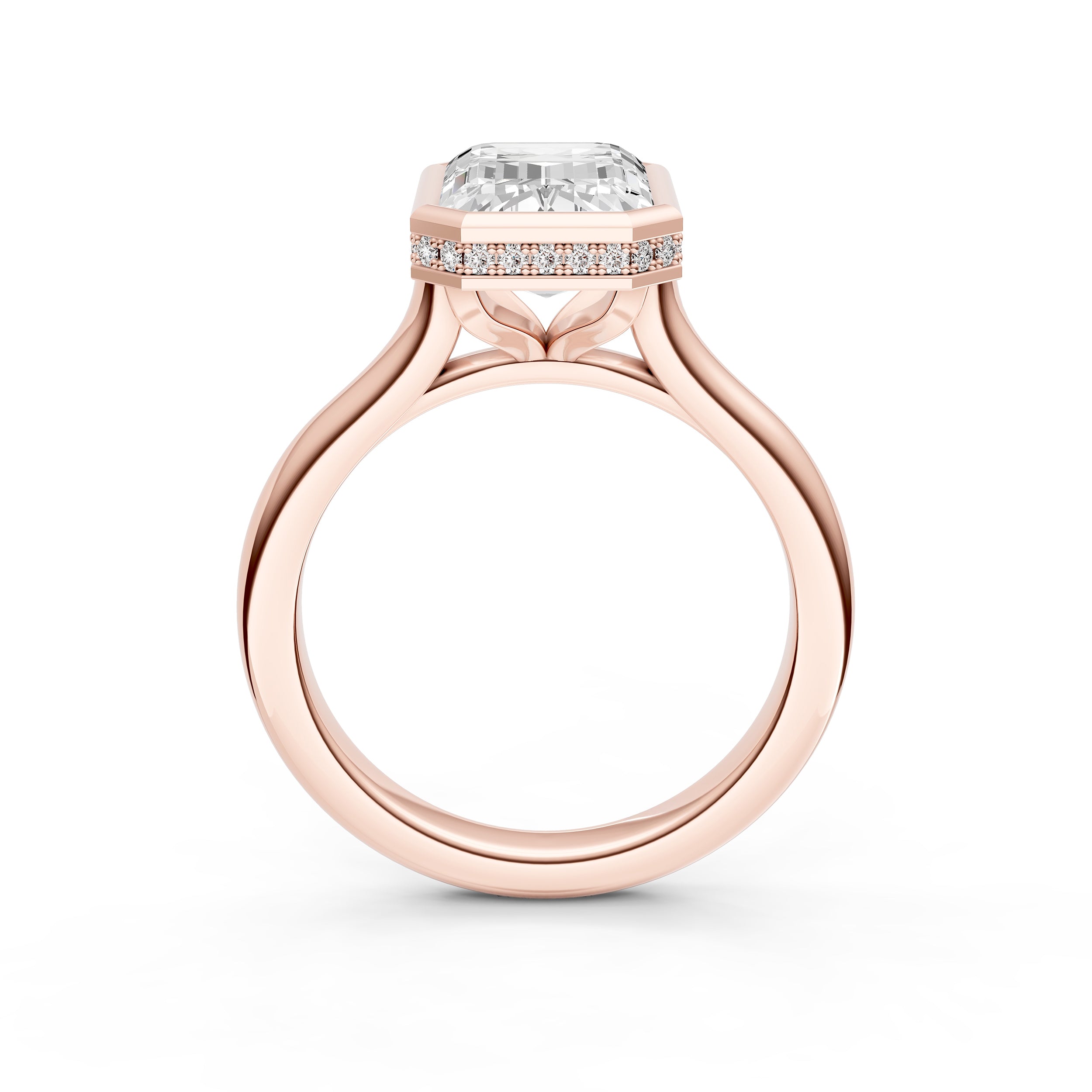 Bezel Hidden Halo Engagement Ring (Emerald Cut) Birmingham Jewelry Engagement Ring Birmingham Jewelry 