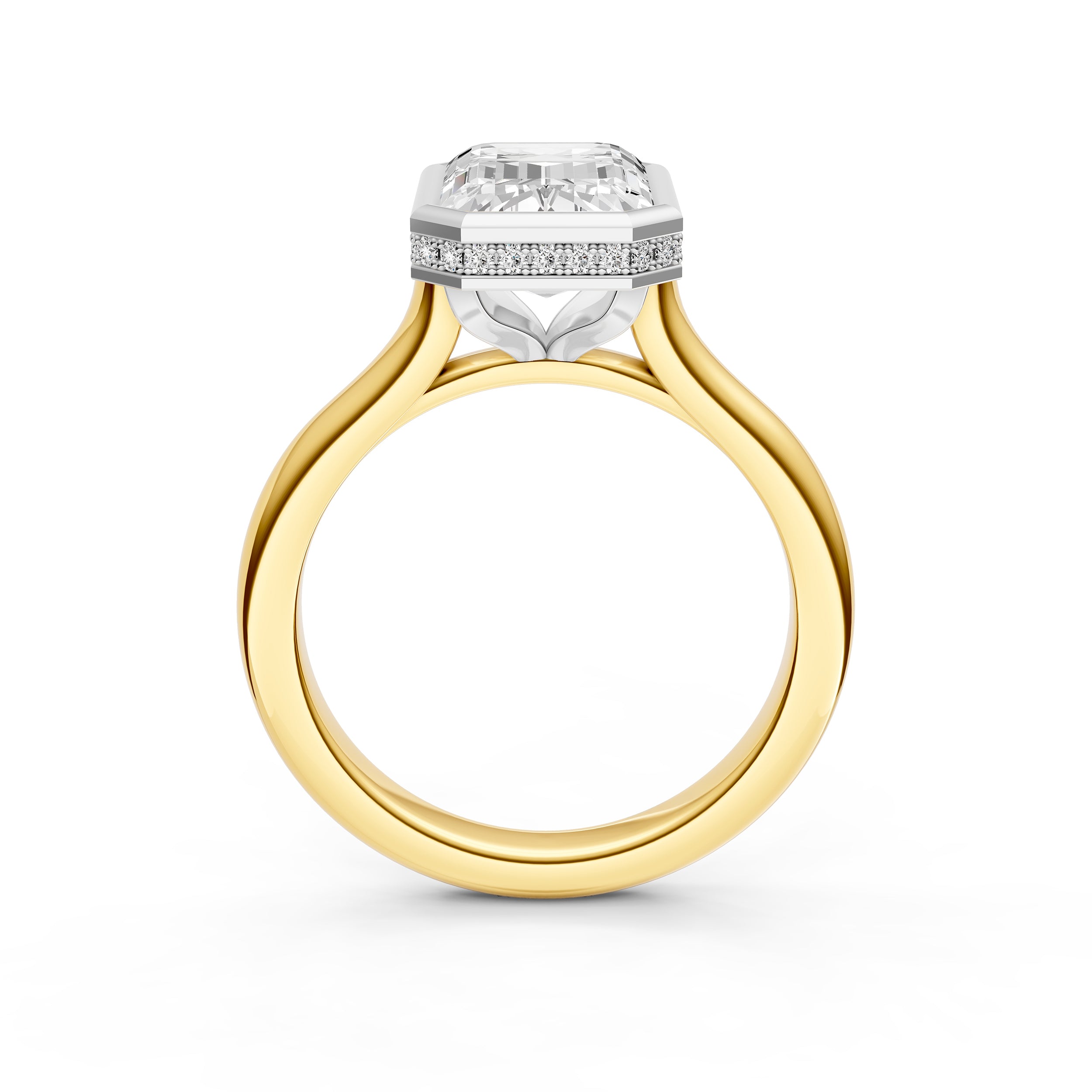Bezel Hidden Halo Engagement Ring (Emerald Cut) Birmingham Jewelry Engagement Ring Birmingham Jewelry 