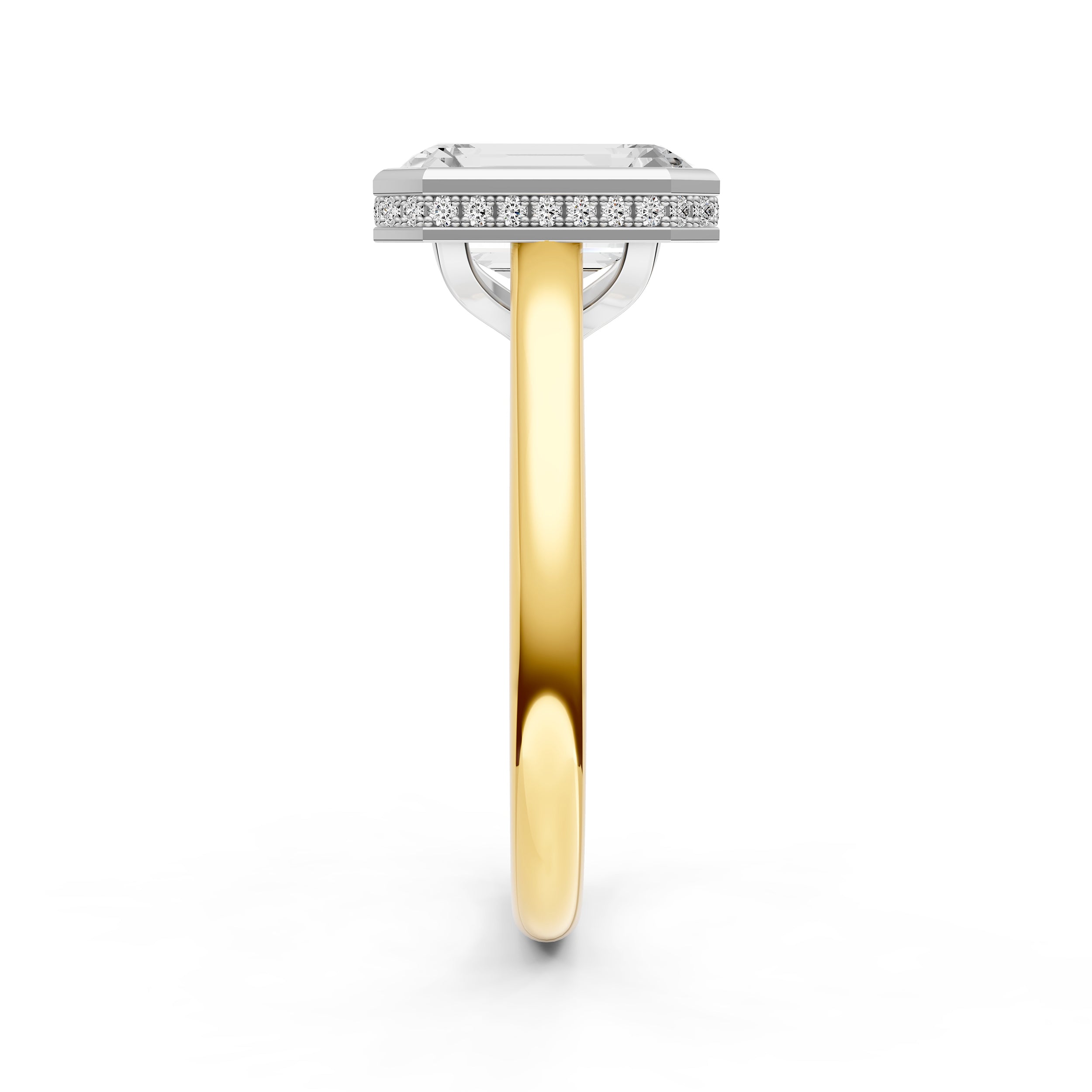 Bezel Hidden Halo Engagement Ring (Emerald Cut) Birmingham Jewelry Engagement Ring Birmingham Jewelry 