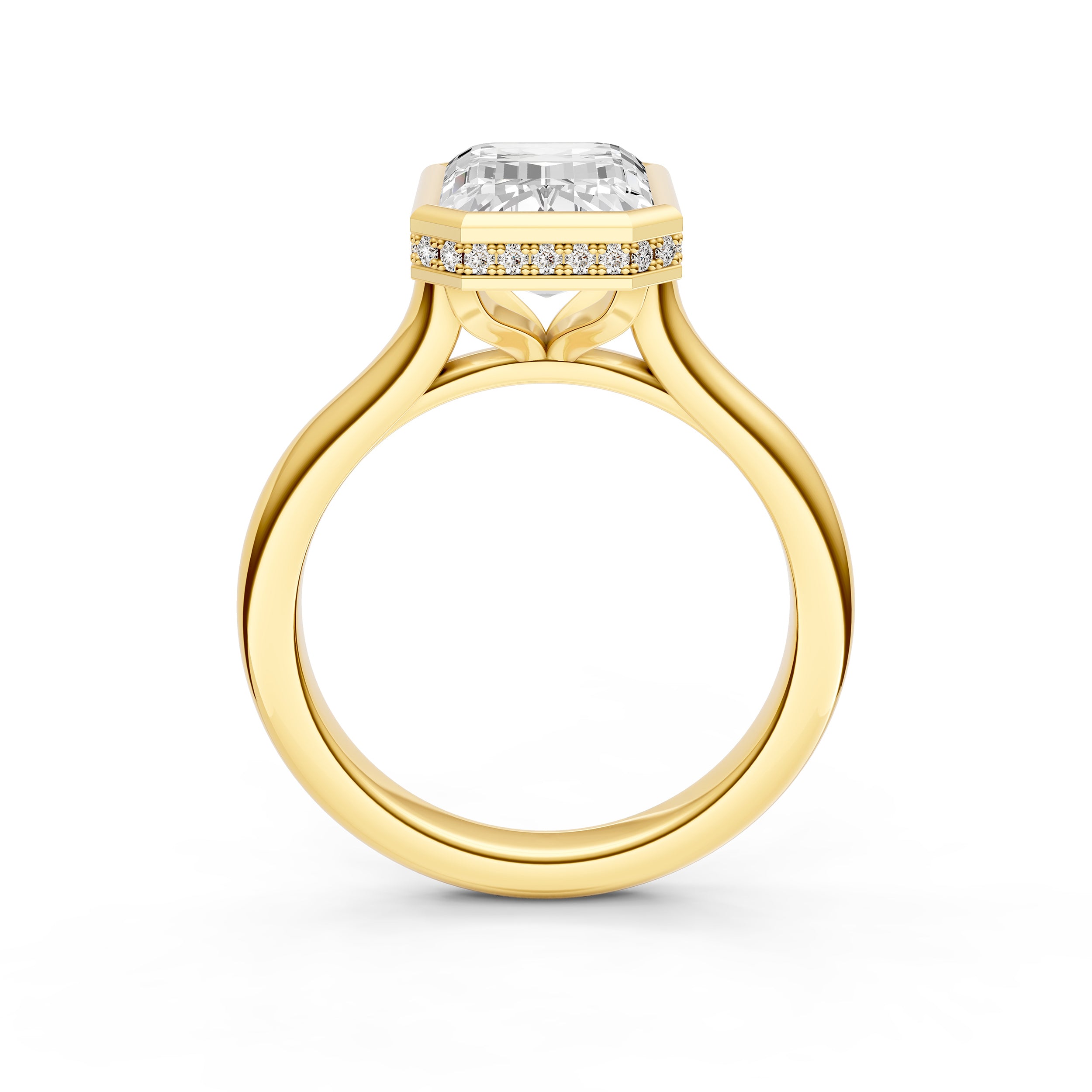 Bezel Hidden Halo Engagement Ring (Emerald Cut) Birmingham Jewelry Engagement Ring Birmingham Jewelry 