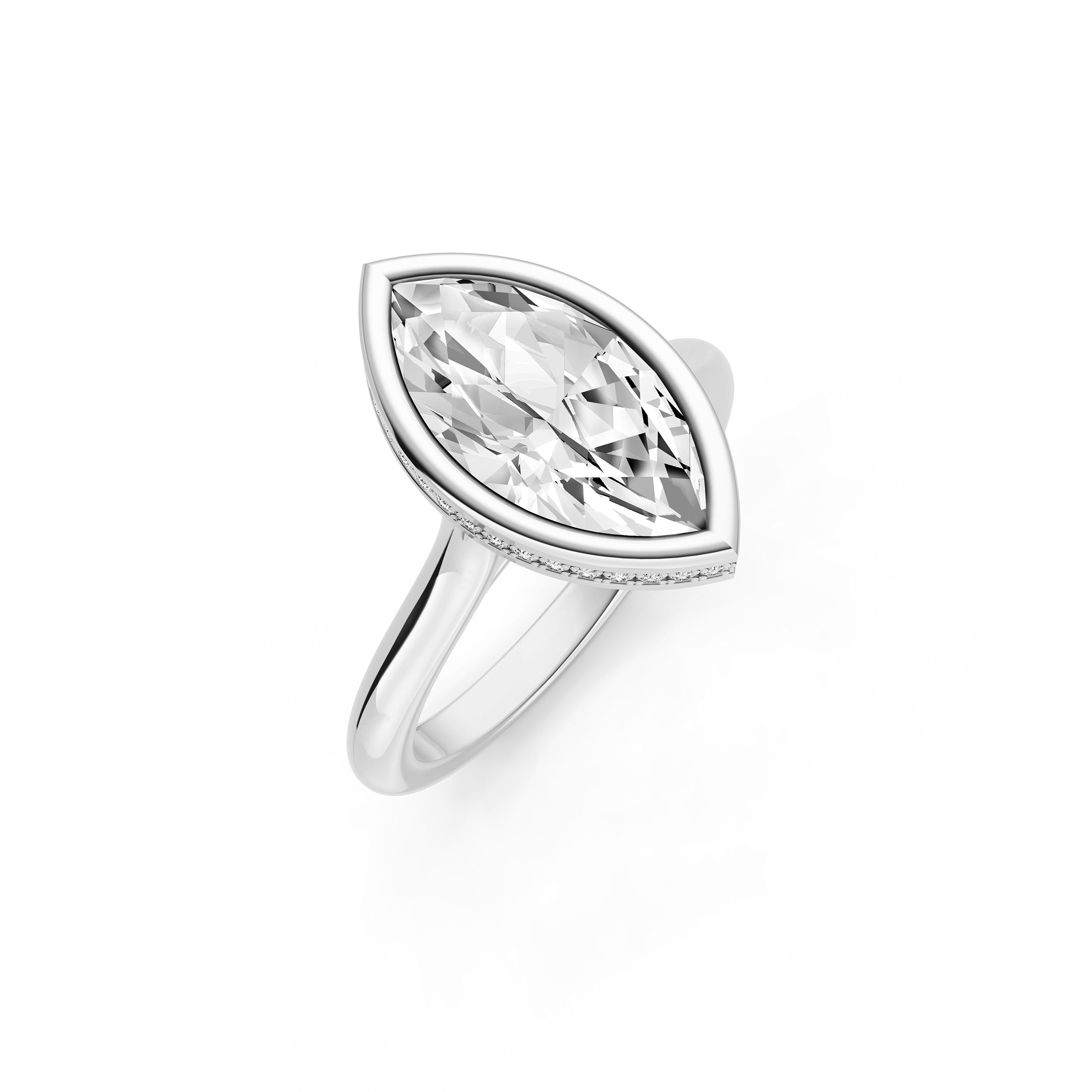 Bezel Hidden Halo Engagement Ring (Marquise) Birmingham Jewelry Engagement Ring Birmingham Jewelry 