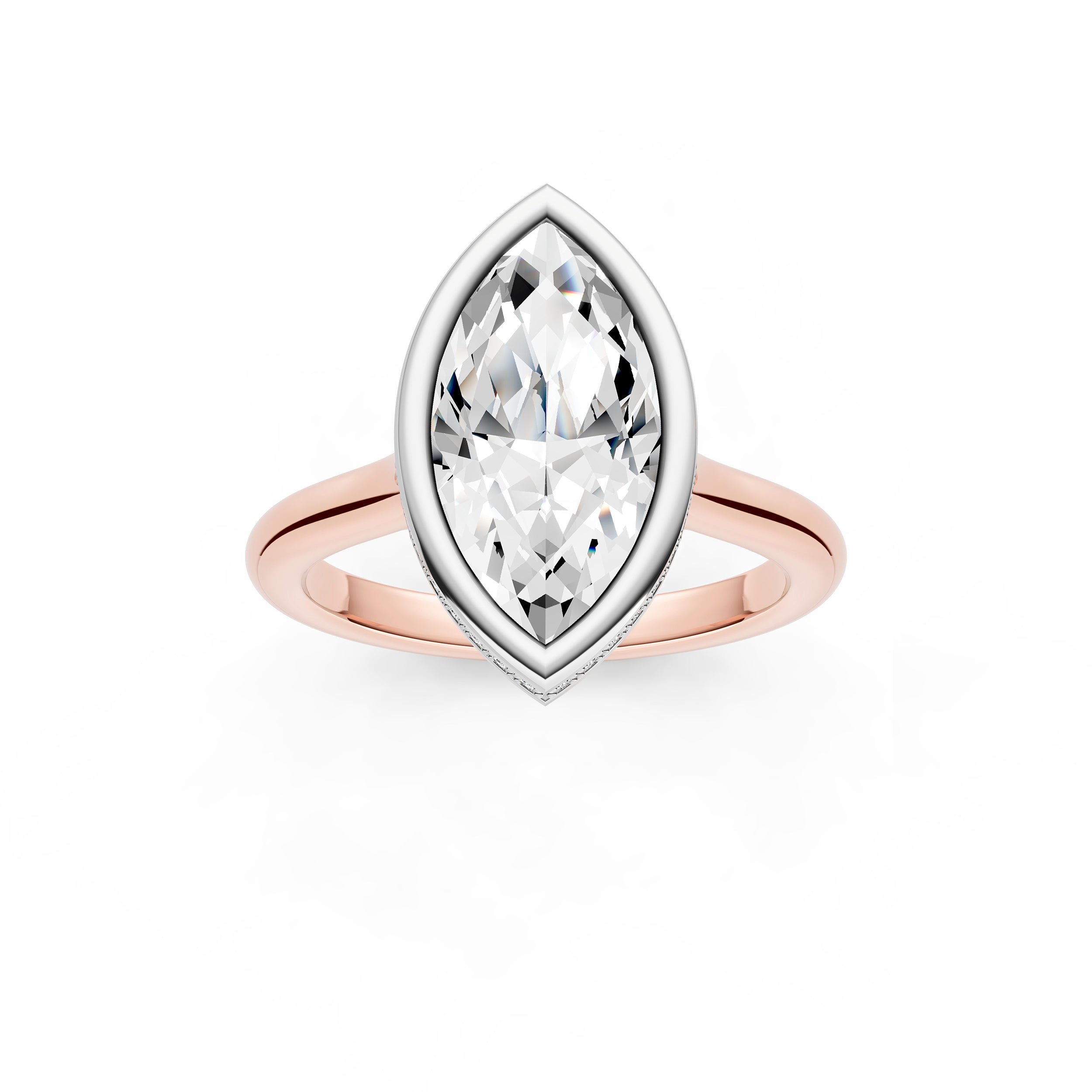 Bezel Hidden Halo Engagement Ring (Marquise) Birmingham Jewelry Engagement Ring Birmingham Jewelry 