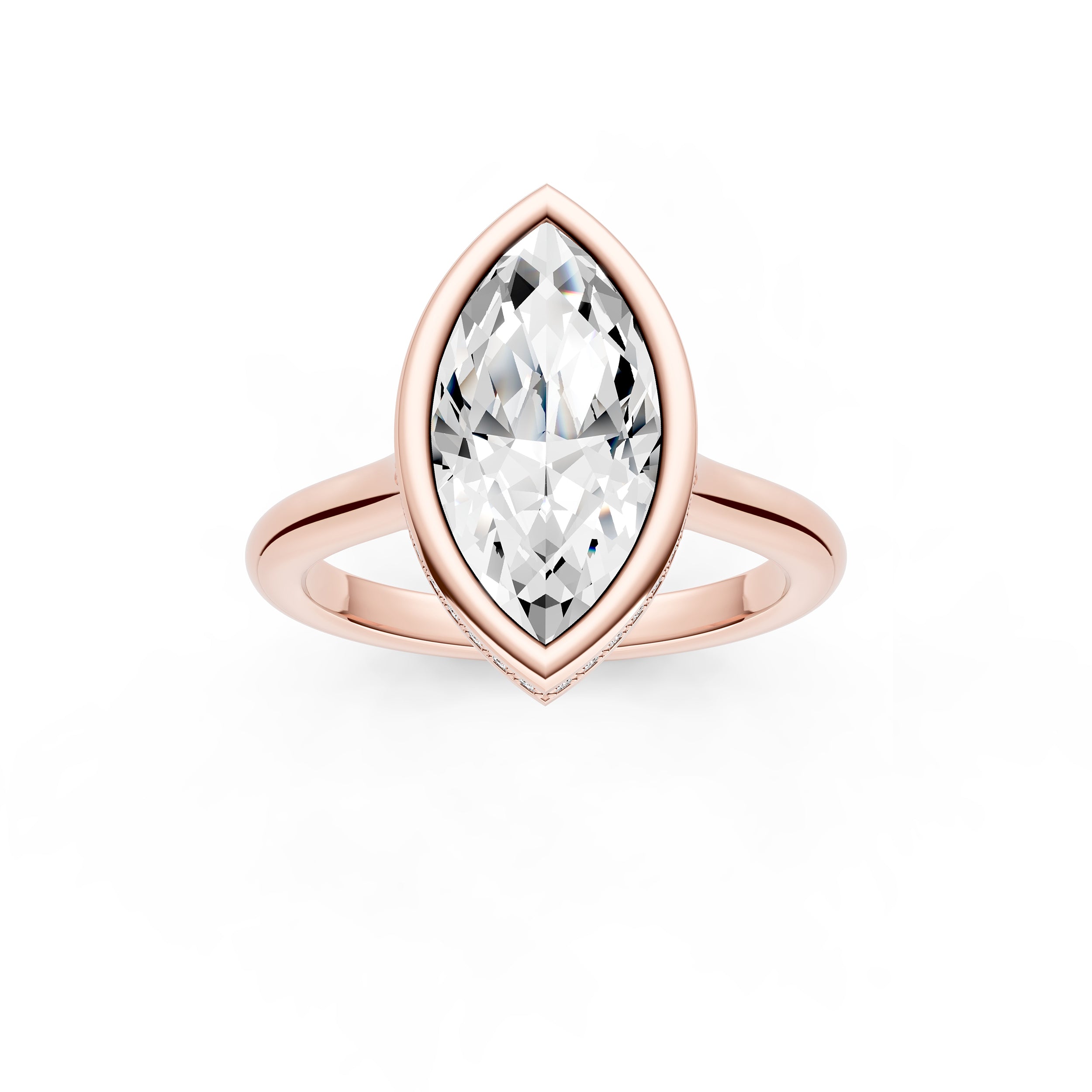 Bezel Hidden Halo Engagement Ring (Marquise) Birmingham Jewelry Engagement Ring Birmingham Jewelry 