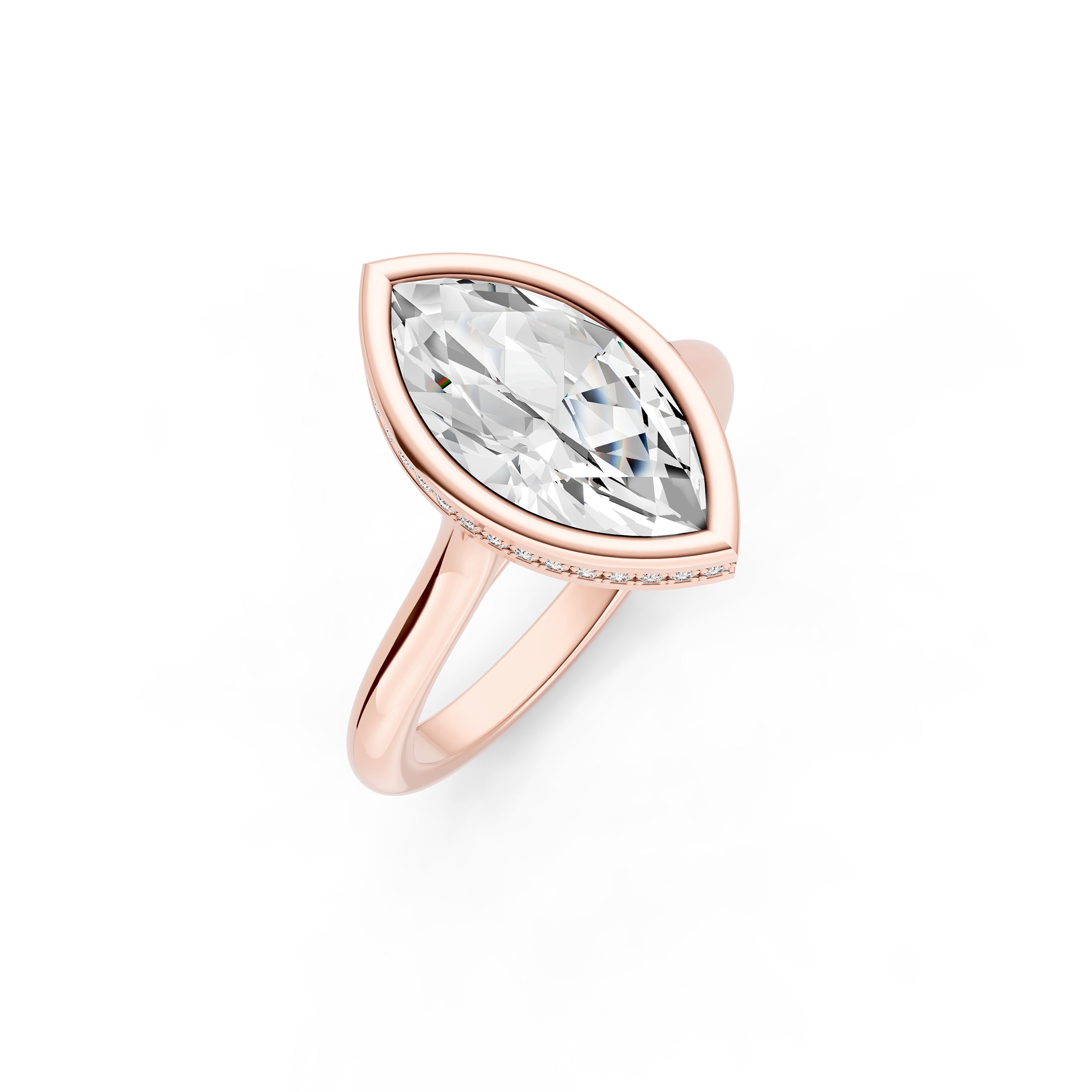 Bezel Hidden Halo Engagement Ring (Marquise) Birmingham Jewelry Engagement Ring Birmingham Jewelry 