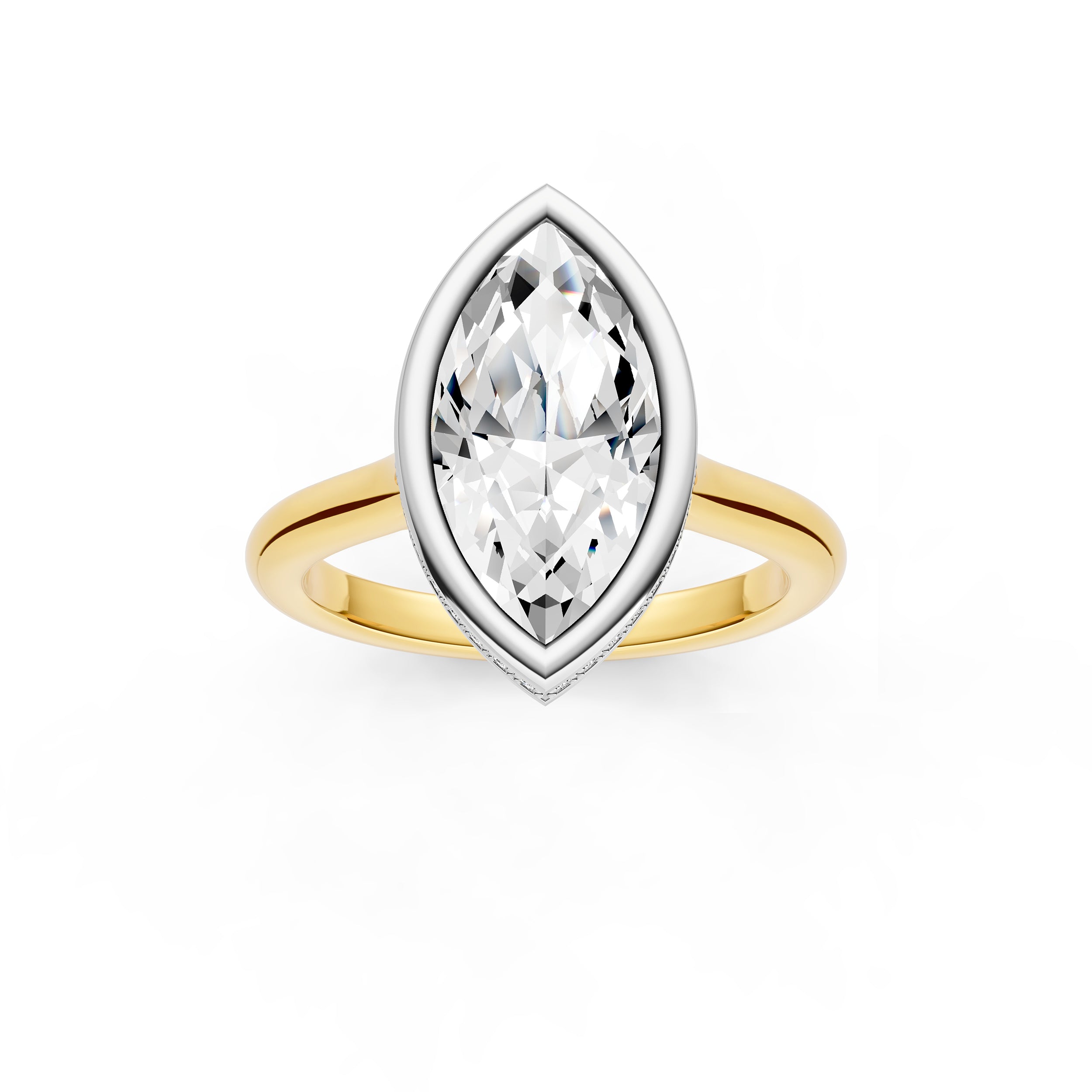 Bezel Hidden Halo Engagement Ring (Marquise) Birmingham Jewelry Engagement Ring Birmingham Jewelry 