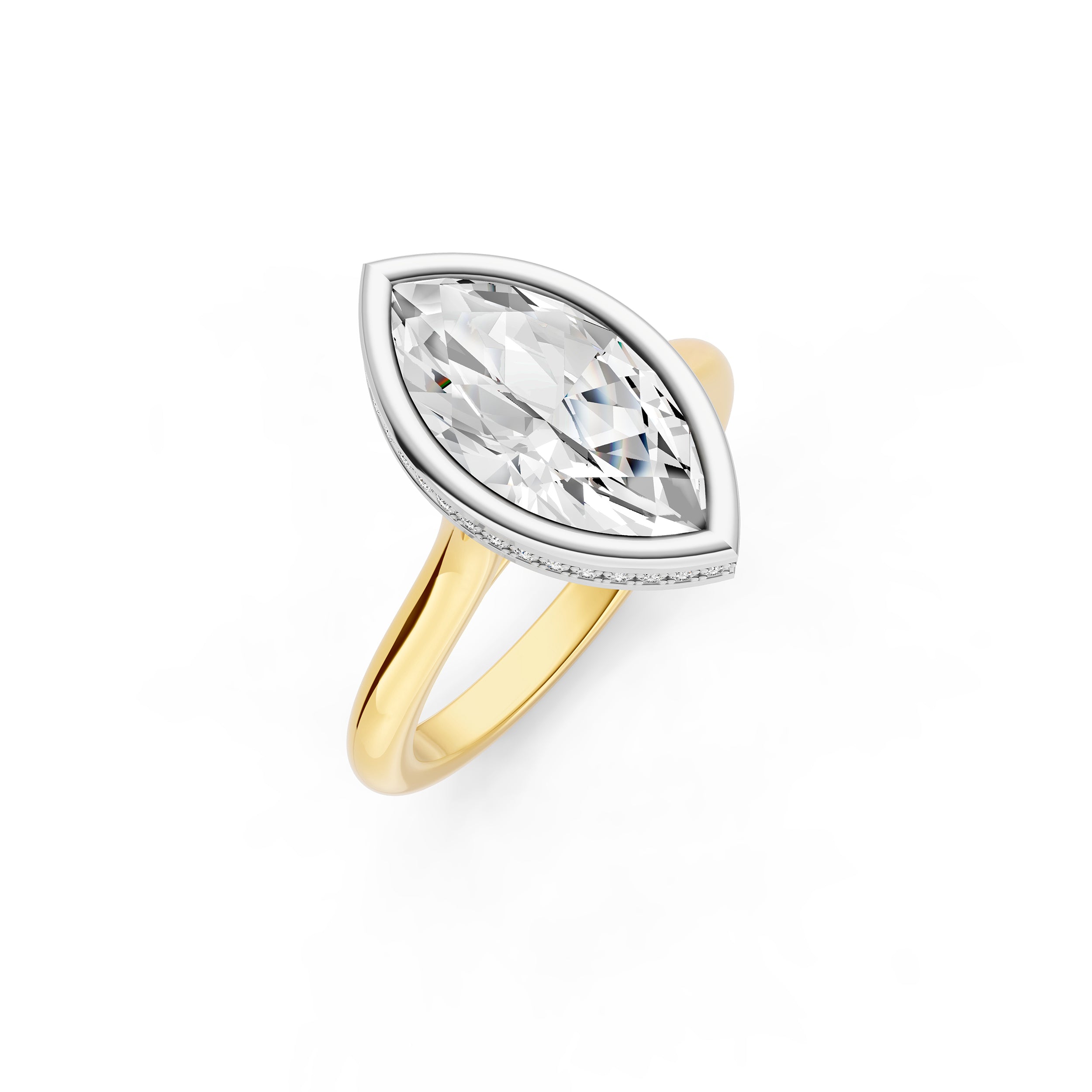 Bezel Hidden Halo Engagement Ring (Marquise) Birmingham Jewelry Engagement Ring Birmingham Jewelry 