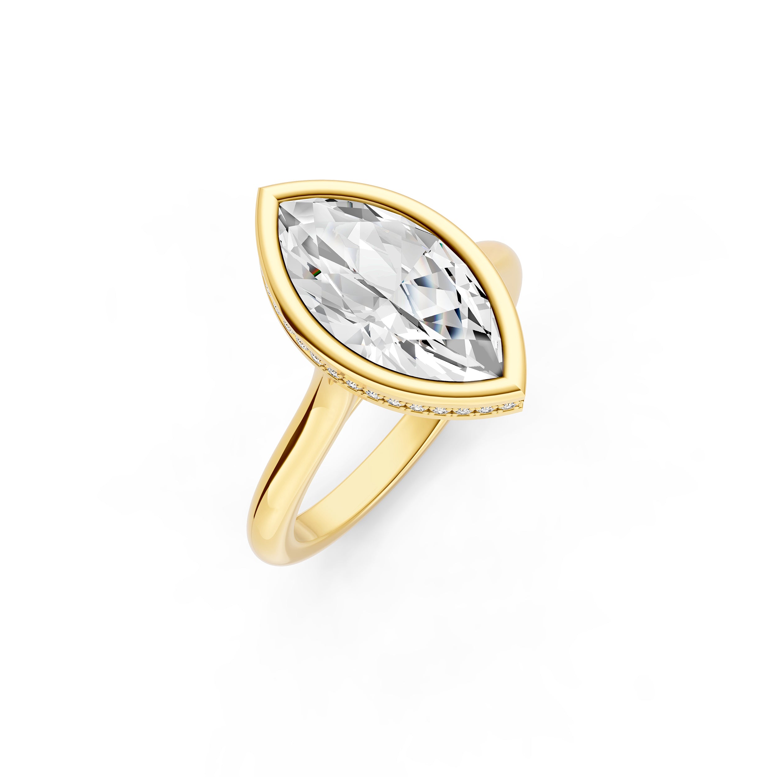 Bezel Hidden Halo Engagement Ring (Marquise) Birmingham Jewelry Engagement Ring Birmingham Jewelry 
