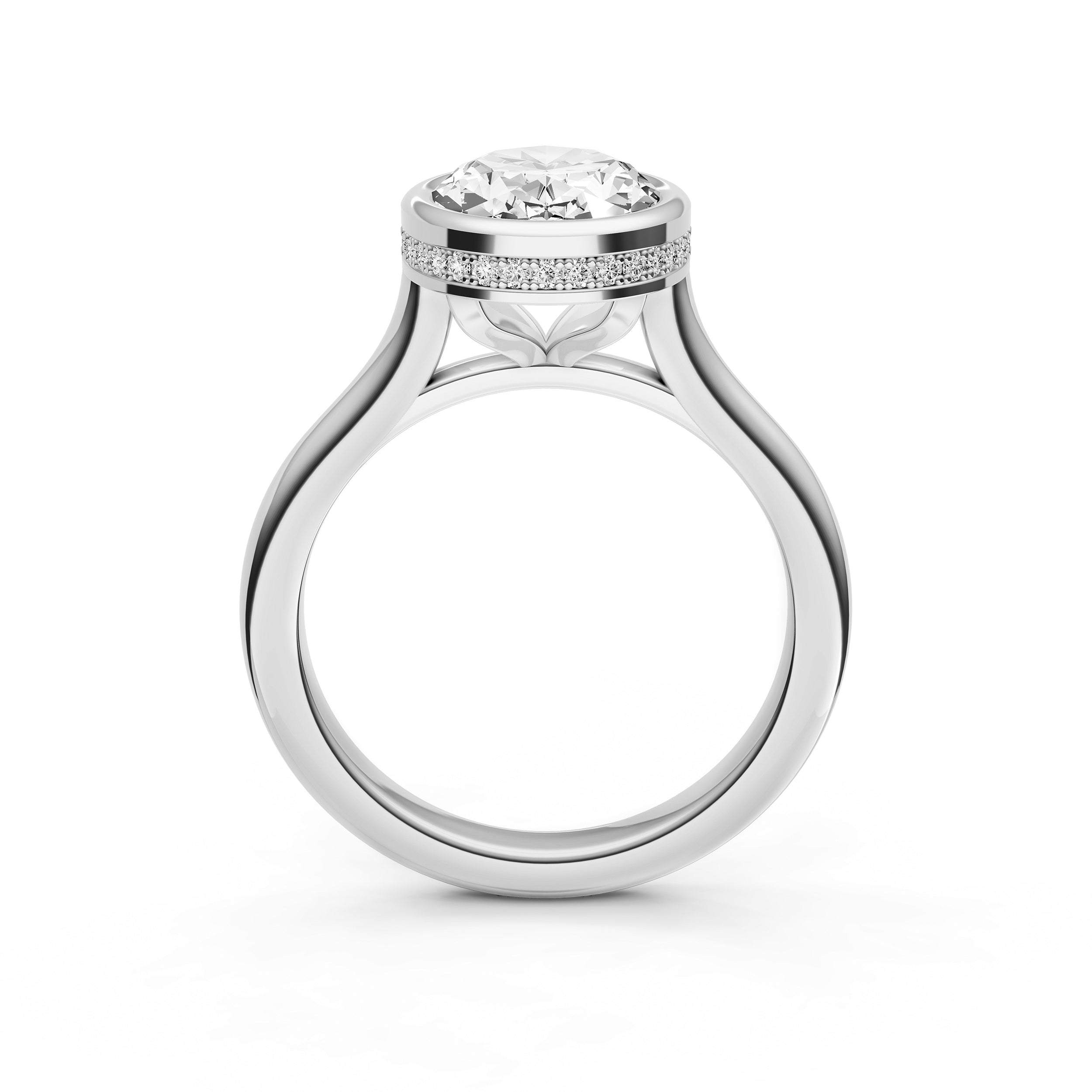 Bezel Hidden Halo Engagement Ring (Oval) Birmingham Jewelry Engagement Ring Birmingham Jewelry 