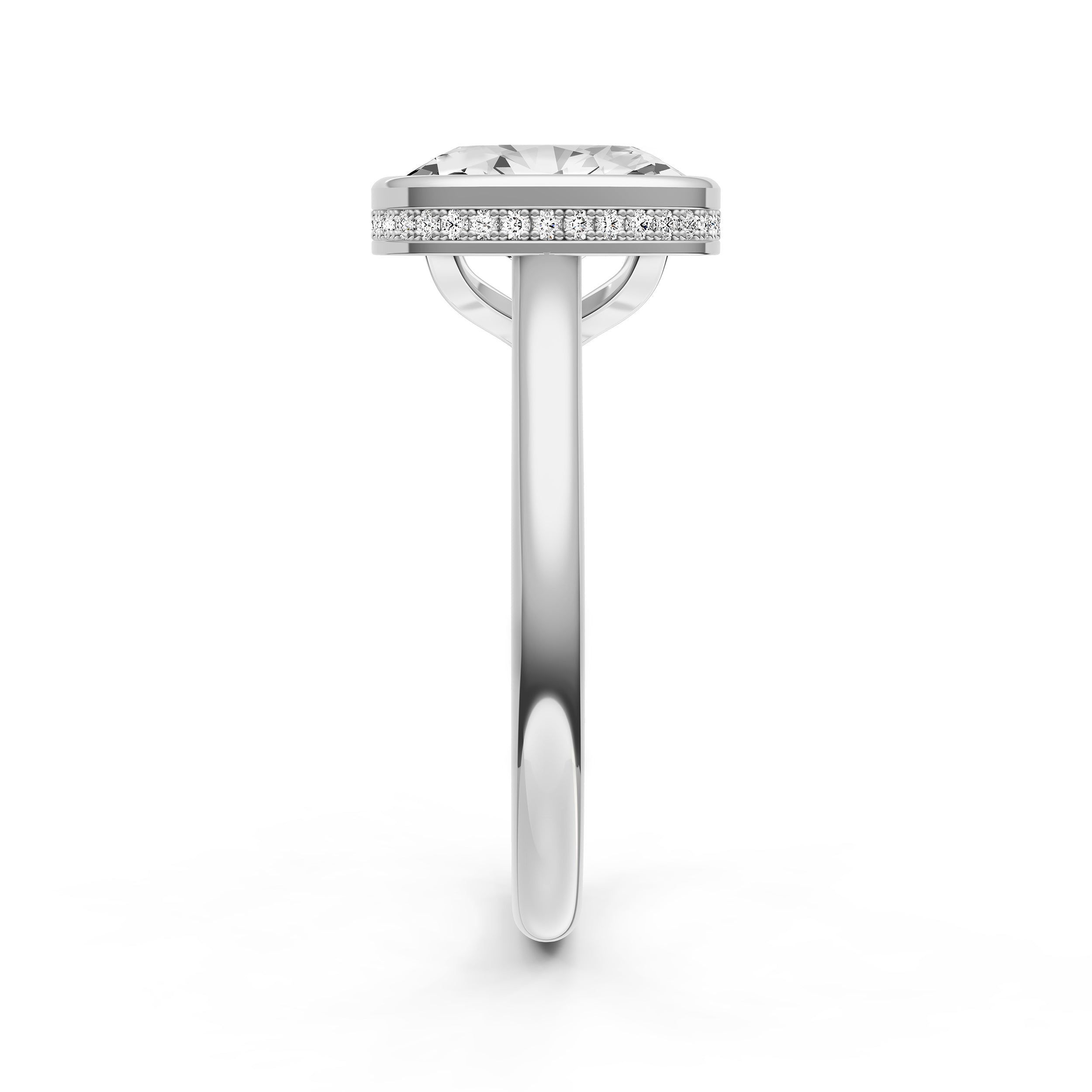 Bezel Hidden Halo Engagement Ring (Oval) Birmingham Jewelry Engagement Ring Birmingham Jewelry 