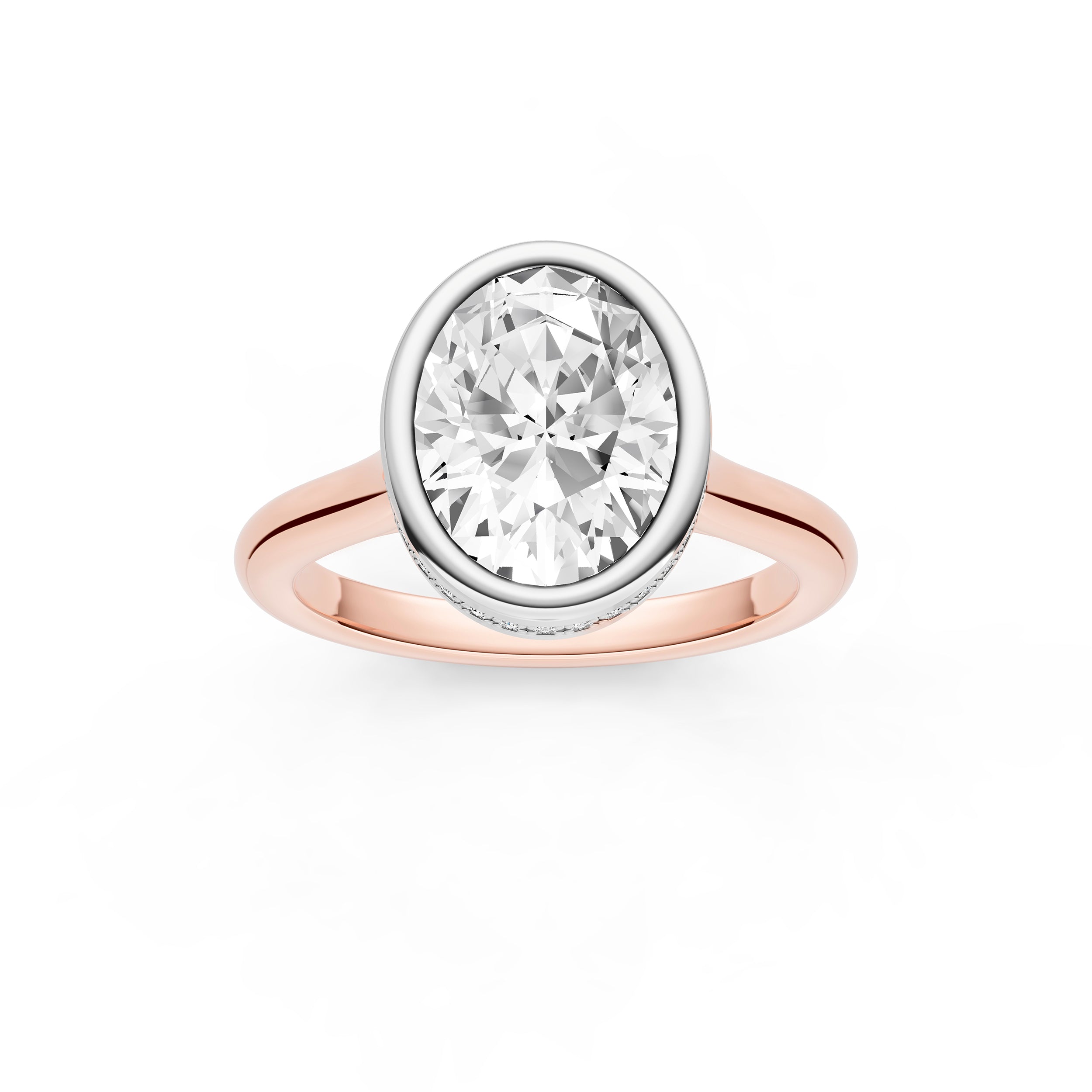 Bezel Hidden Halo Engagement Ring (Oval) Birmingham Jewelry Engagement Ring Birmingham Jewelry 