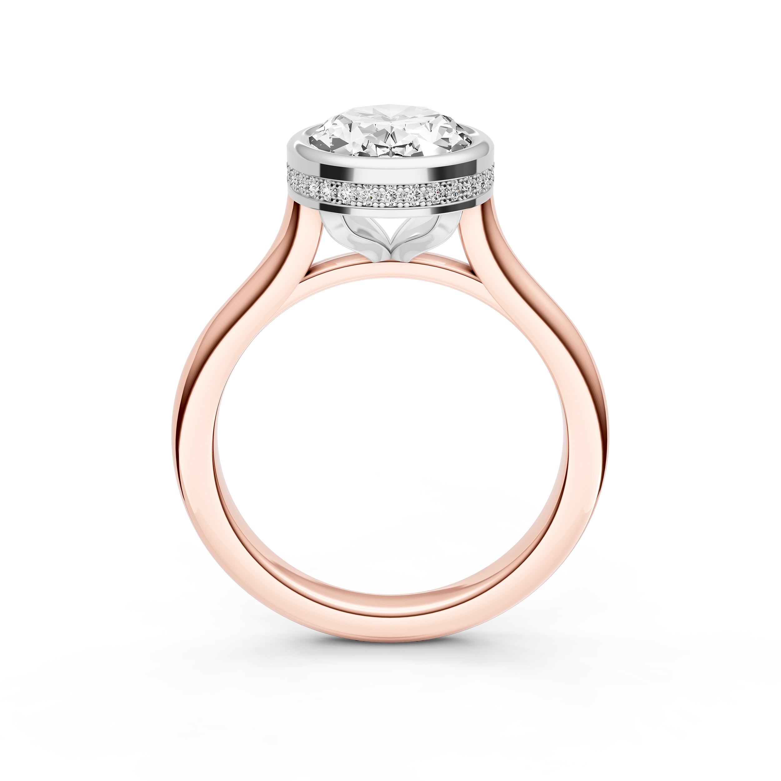 Bezel Hidden Halo Engagement Ring (Oval) Birmingham Jewelry Engagement Ring Birmingham Jewelry 