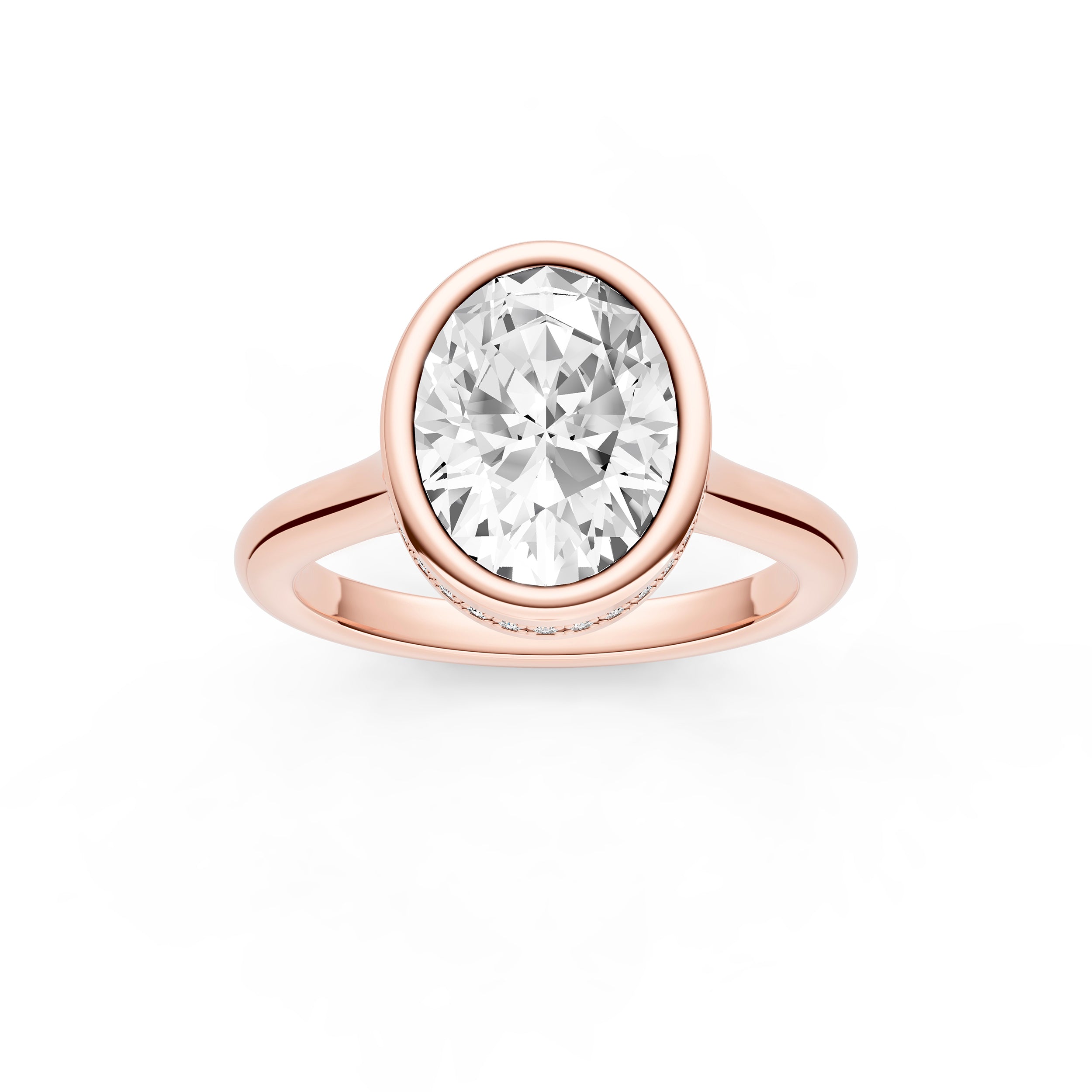 Bezel Hidden Halo Engagement Ring (Oval) Birmingham Jewelry Engagement Ring Birmingham Jewelry 