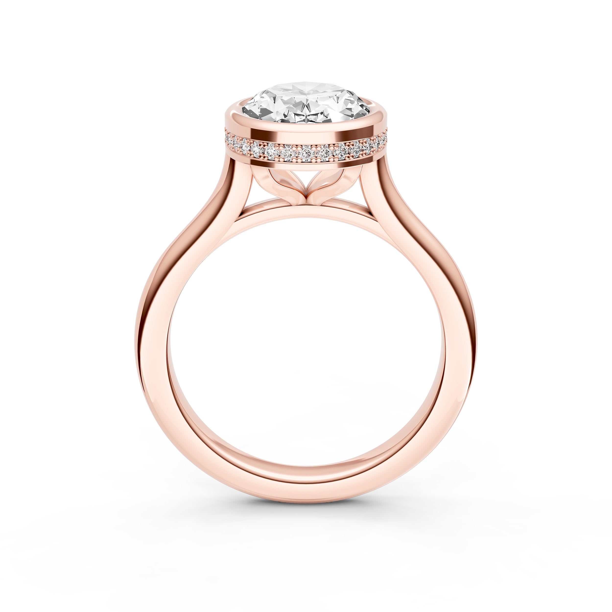 Bezel Hidden Halo Engagement Ring (Oval) Birmingham Jewelry Engagement Ring Birmingham Jewelry 