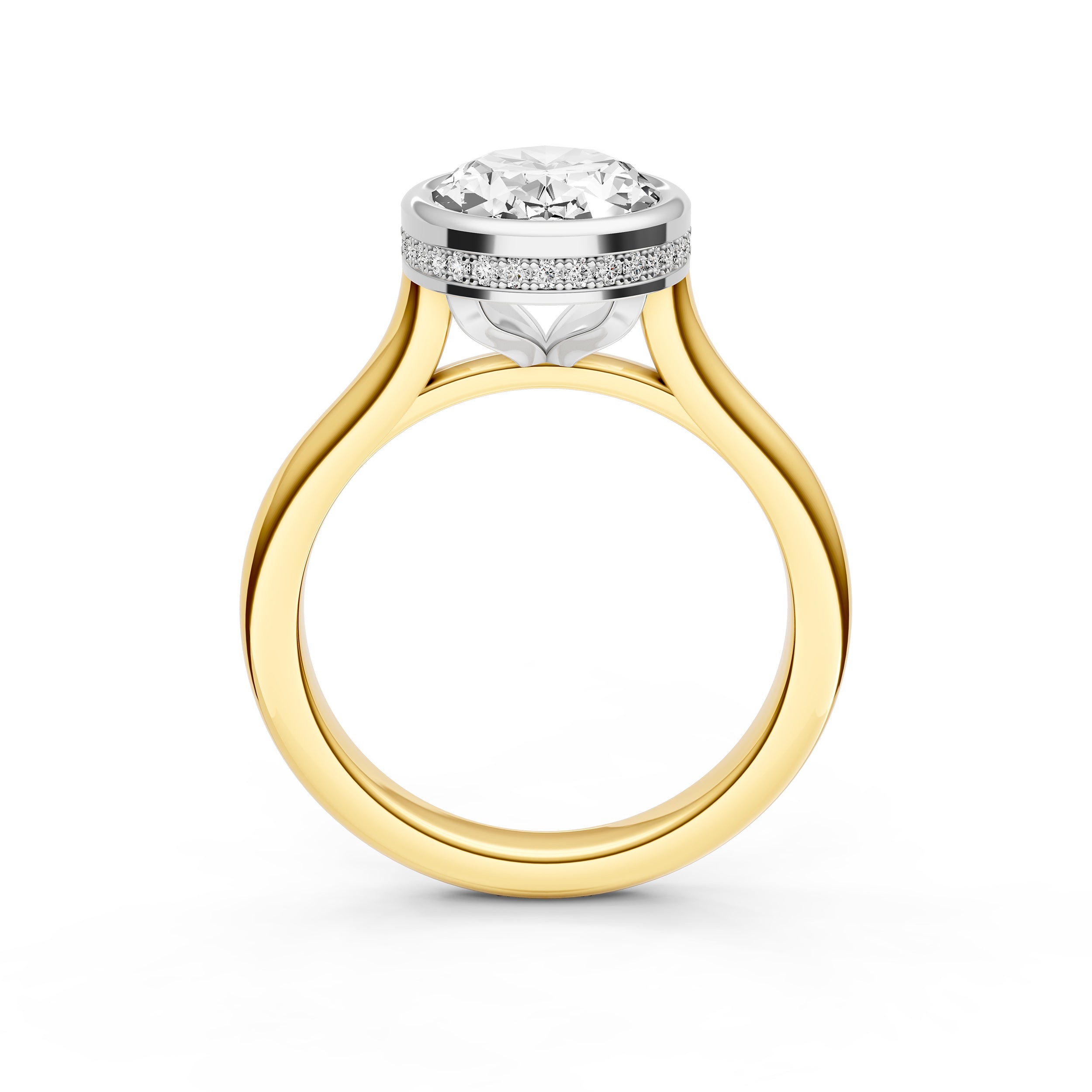 Bezel Hidden Halo Engagement Ring (Oval) Birmingham Jewelry Engagement Ring Birmingham Jewelry 