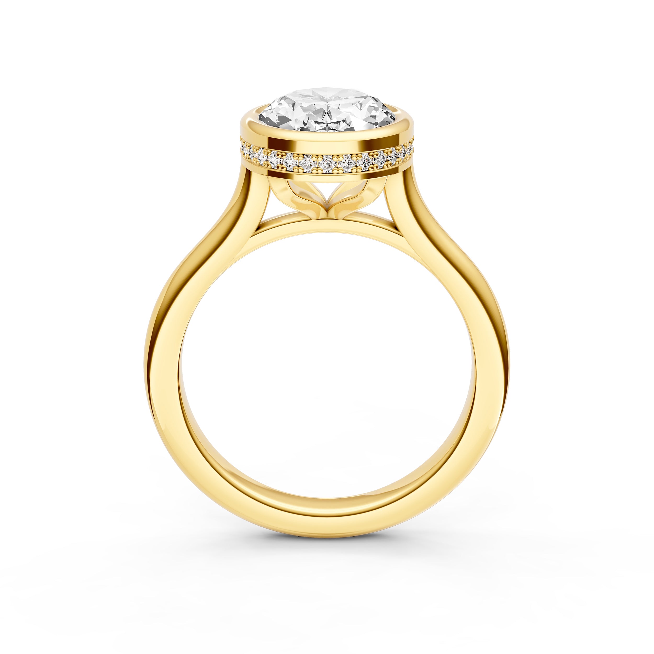 Bezel Hidden Halo Engagement Ring (Oval) Birmingham Jewelry Engagement Ring Birmingham Jewelry 