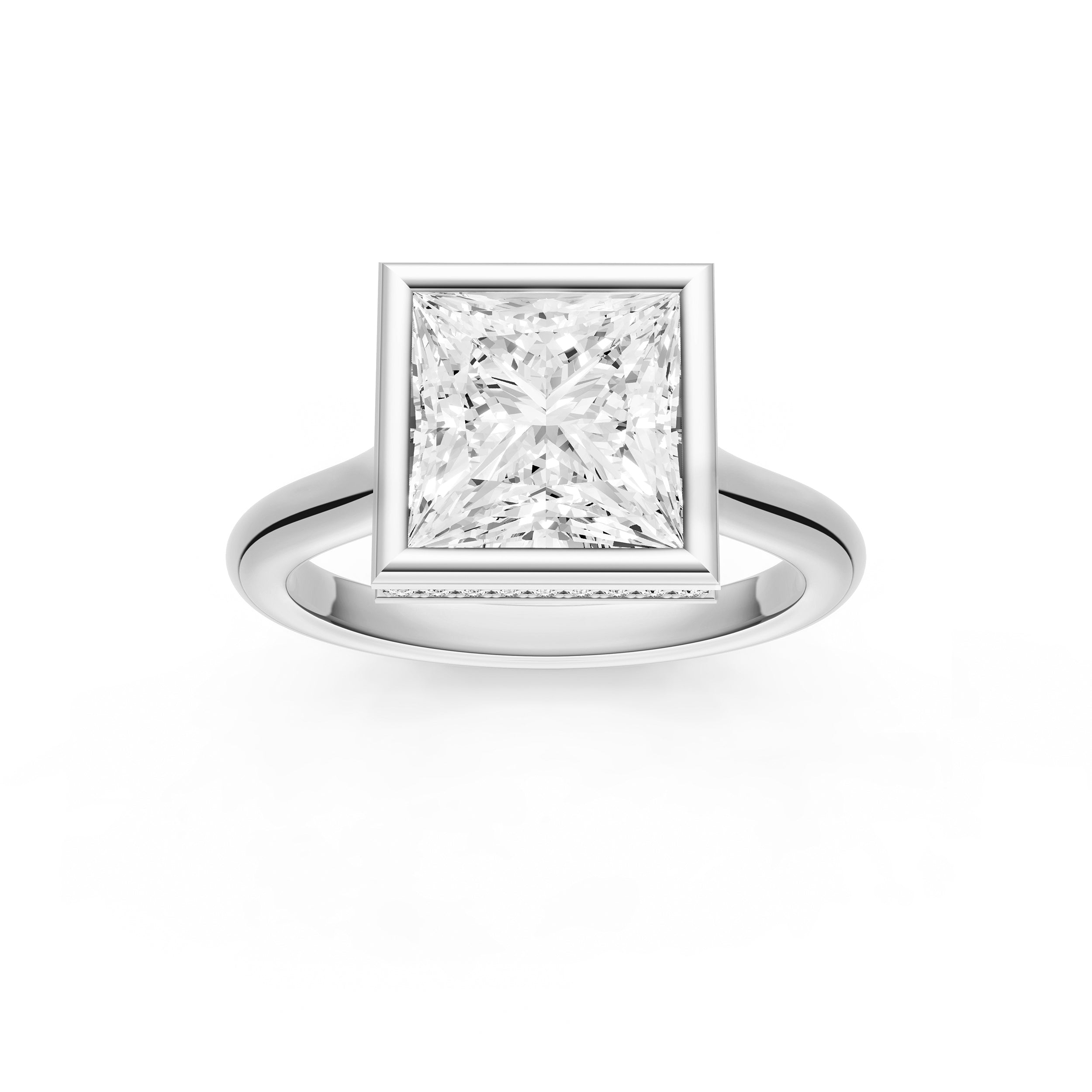 Bezel Hidden Halo Engagement Ring (Princess Cut) Birmingham Jewelry Engagement Ring Birmingham Jewelry 