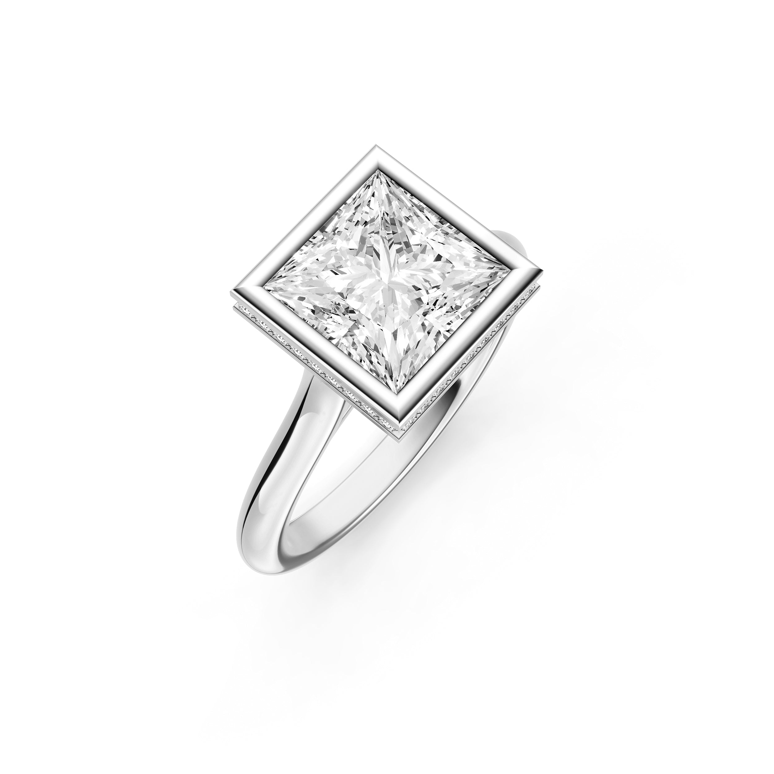 Bezel Hidden Halo Engagement Ring (Princess Cut) Birmingham Jewelry Engagement Ring Birmingham Jewelry 