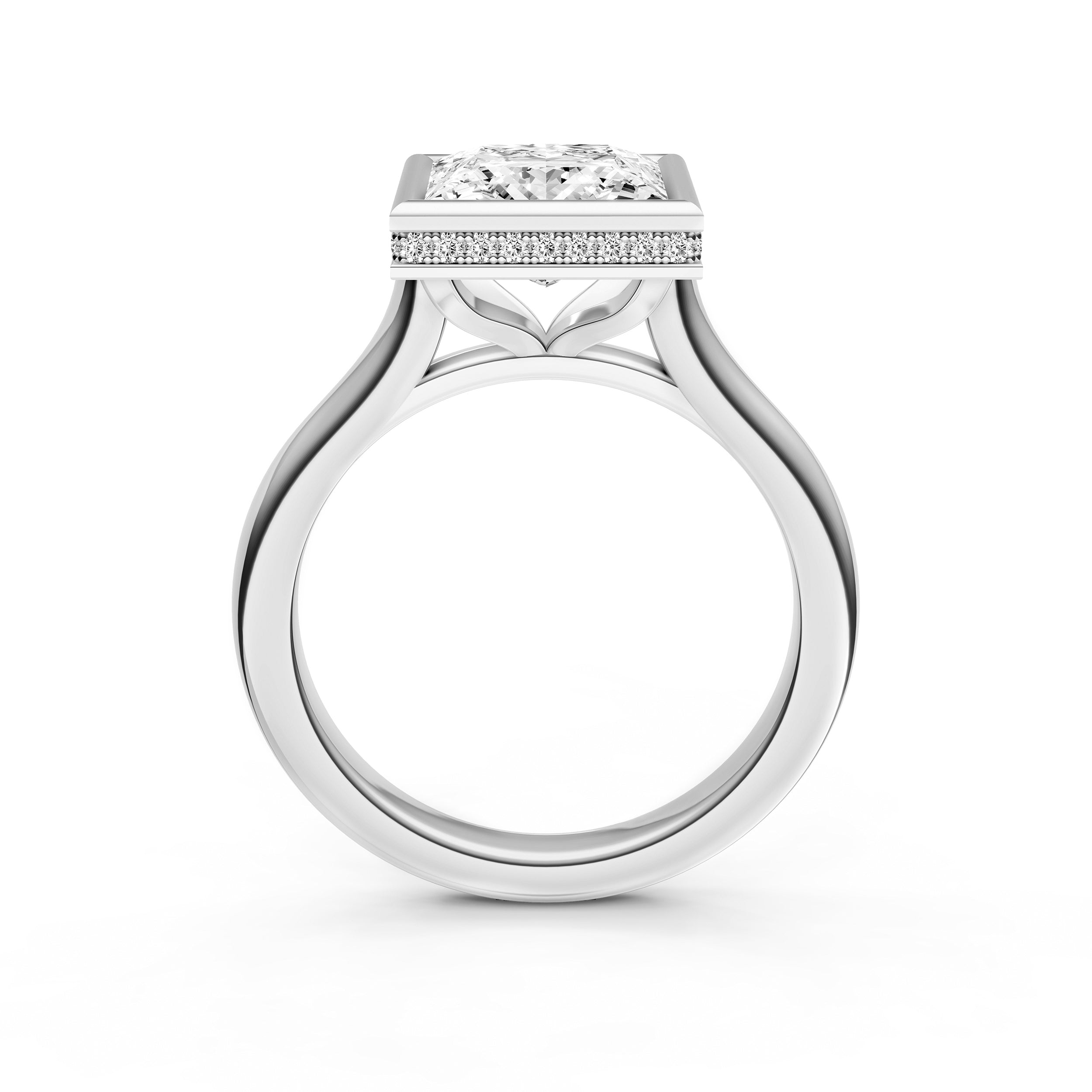 Bezel Hidden Halo Engagement Ring (Princess Cut) Birmingham Jewelry Engagement Ring Birmingham Jewelry 