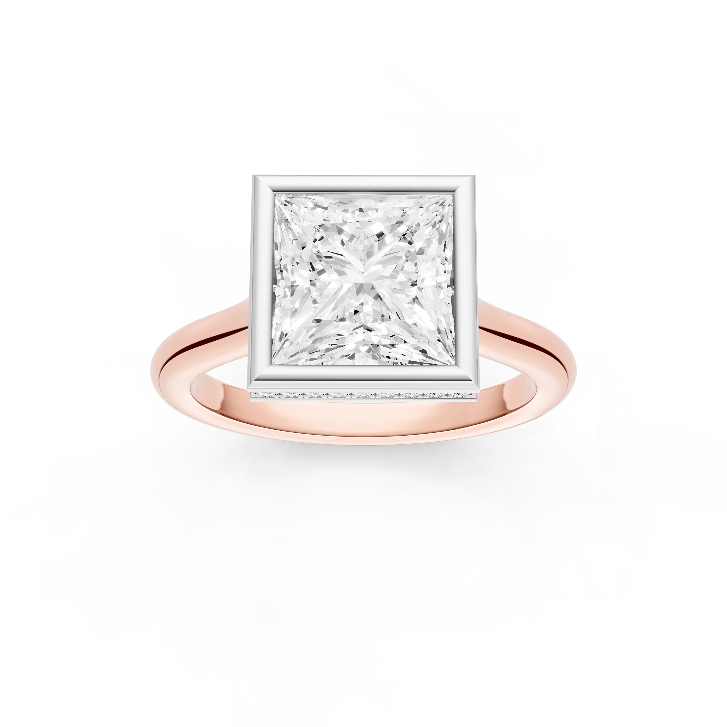 Bezel Hidden Halo Engagement Ring (Princess Cut) Birmingham Jewelry Engagement Ring Birmingham Jewelry 