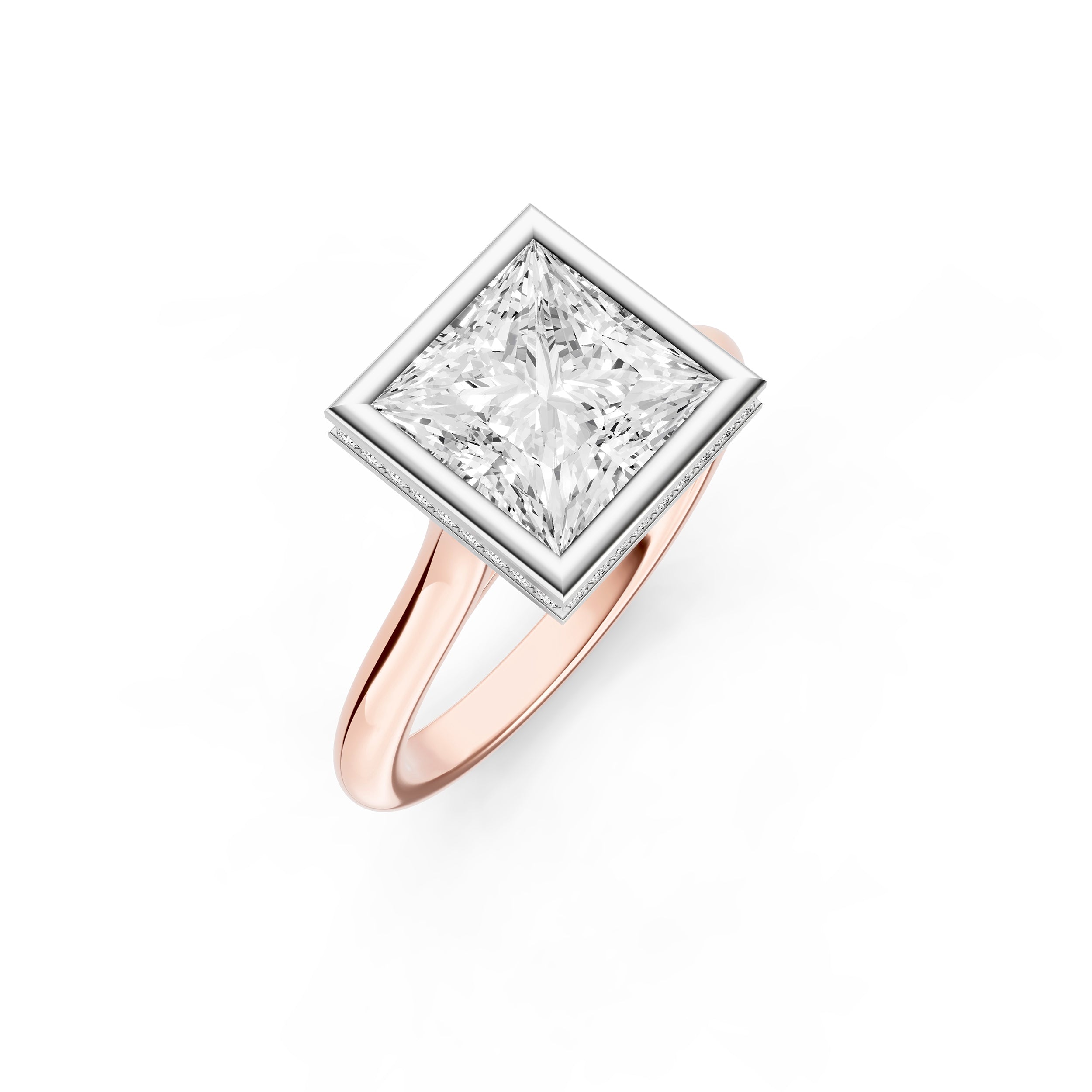 Bezel Hidden Halo Engagement Ring (Princess Cut) Birmingham Jewelry Engagement Ring Birmingham Jewelry 