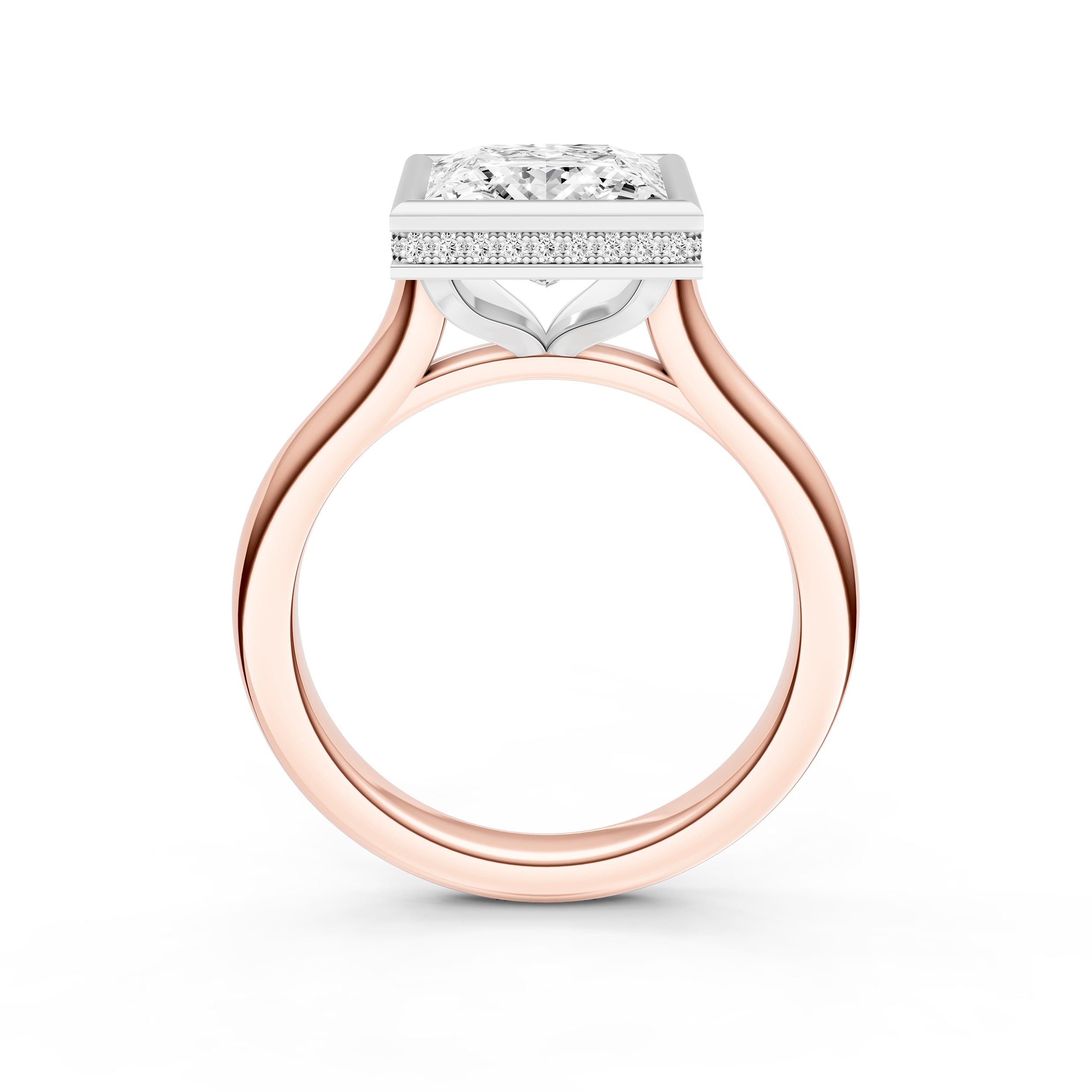 Bezel Hidden Halo Engagement Ring (Princess Cut) Birmingham Jewelry Engagement Ring Birmingham Jewelry 