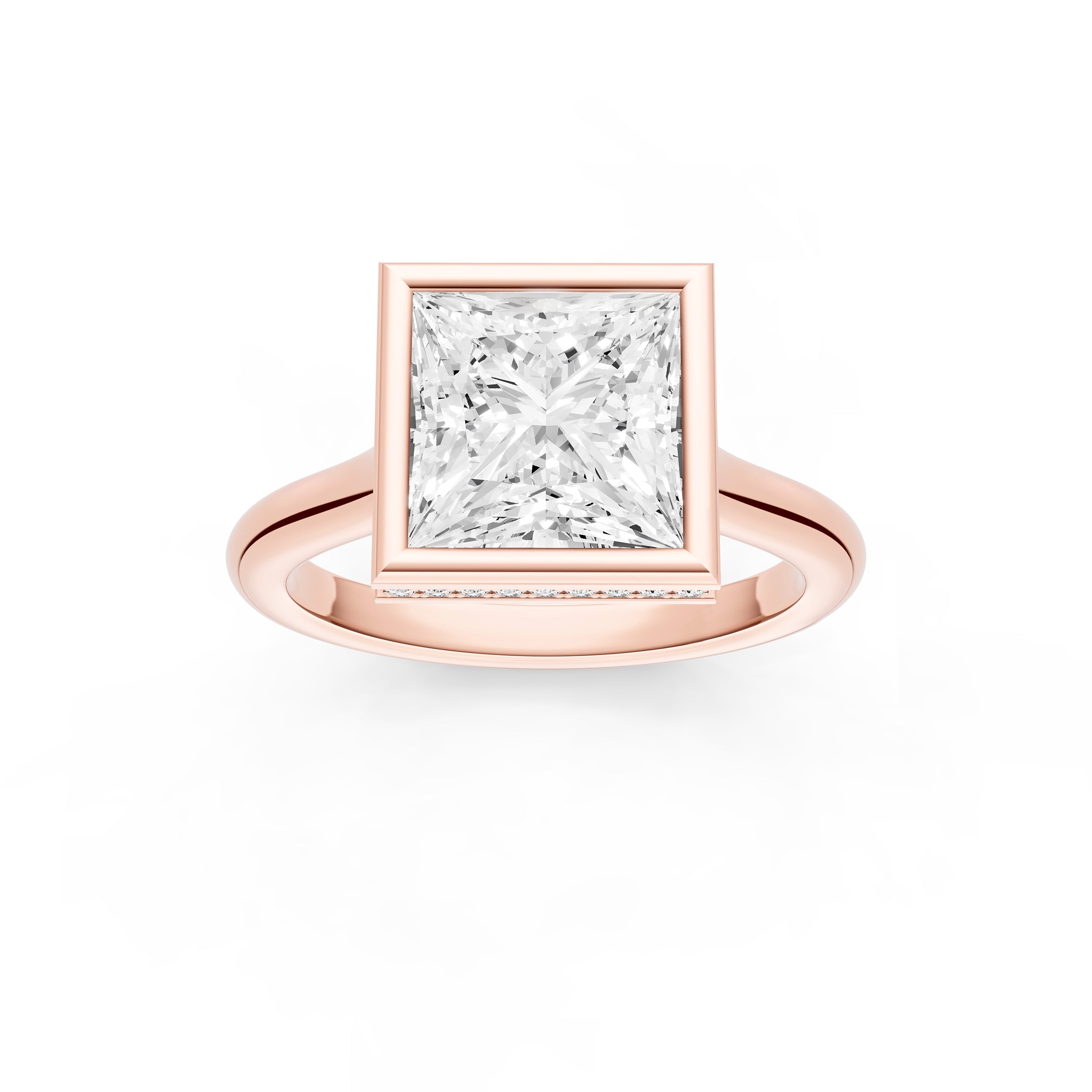 Bezel Hidden Halo Engagement Ring (Princess Cut) Birmingham Jewelry Engagement Ring Birmingham Jewelry 