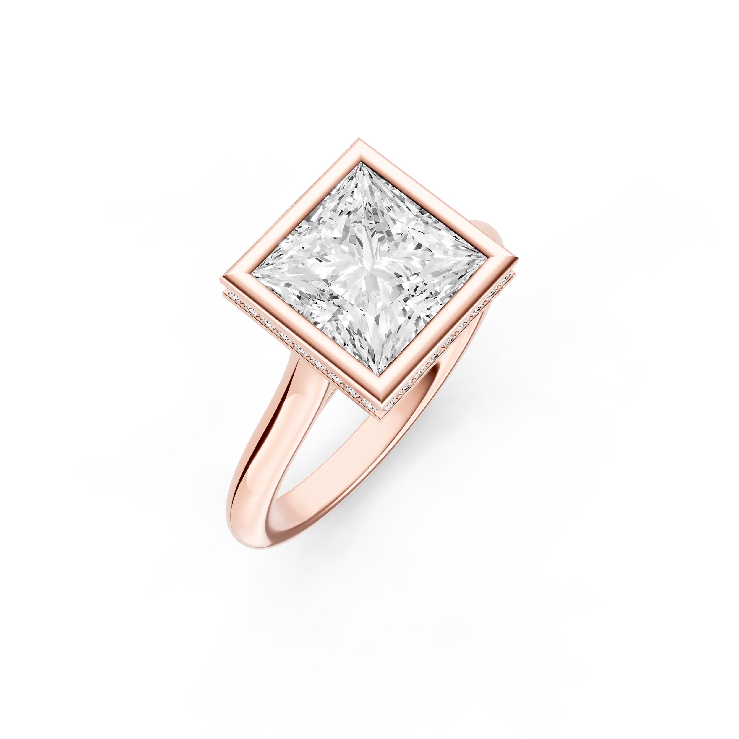 Bezel Hidden Halo Engagement Ring (Princess Cut) Birmingham Jewelry Engagement Ring Birmingham Jewelry 