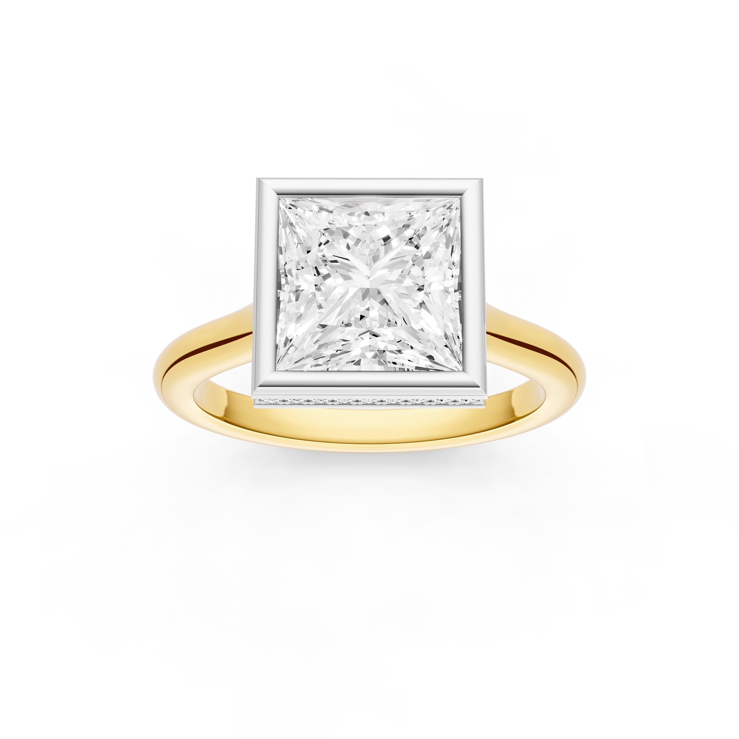 Bezel Hidden Halo Engagement Ring (Princess Cut) Birmingham Jewelry Engagement Ring Birmingham Jewelry 