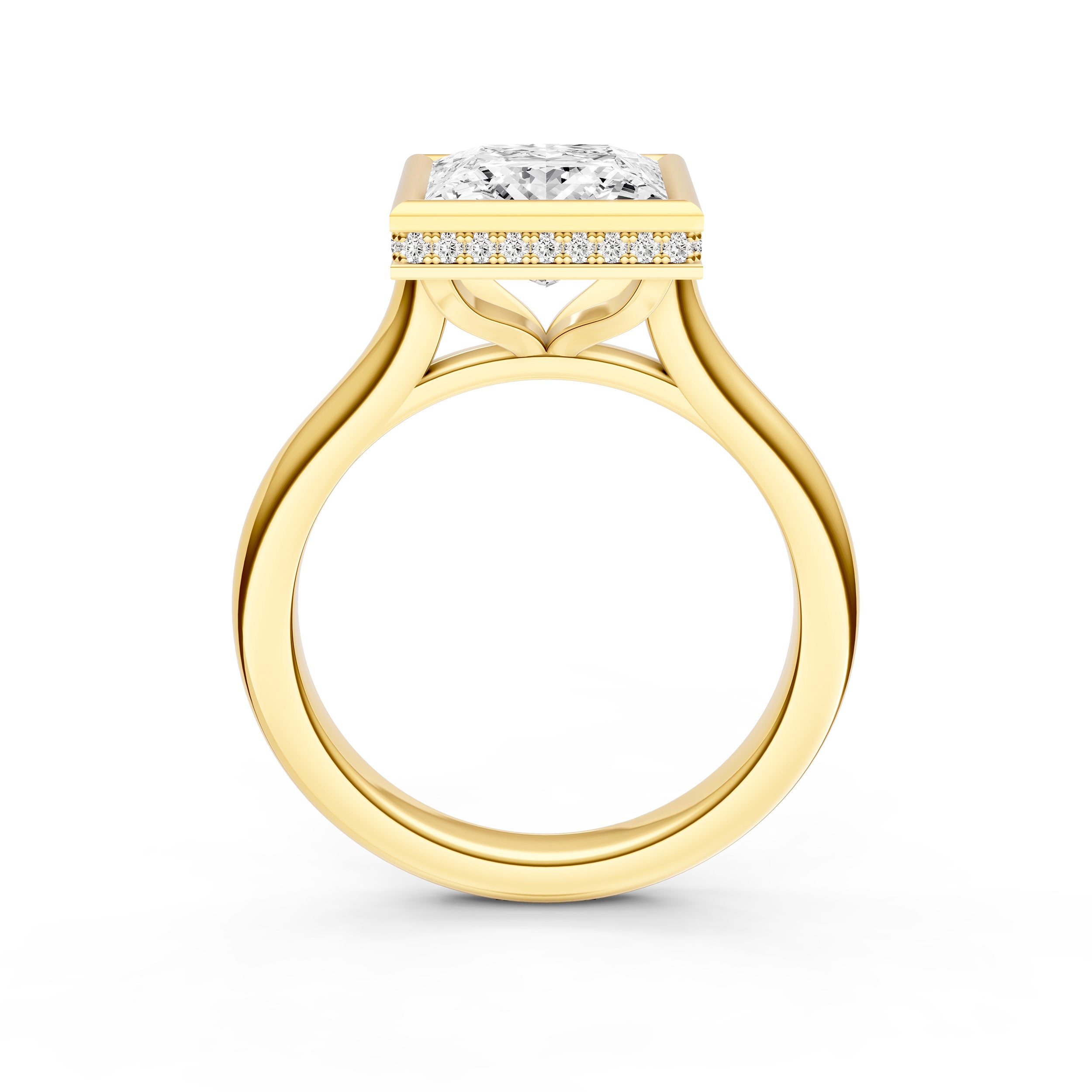 Bezel Hidden Halo Engagement Ring (Princess Cut) Birmingham Jewelry Engagement Ring Birmingham Jewelry 