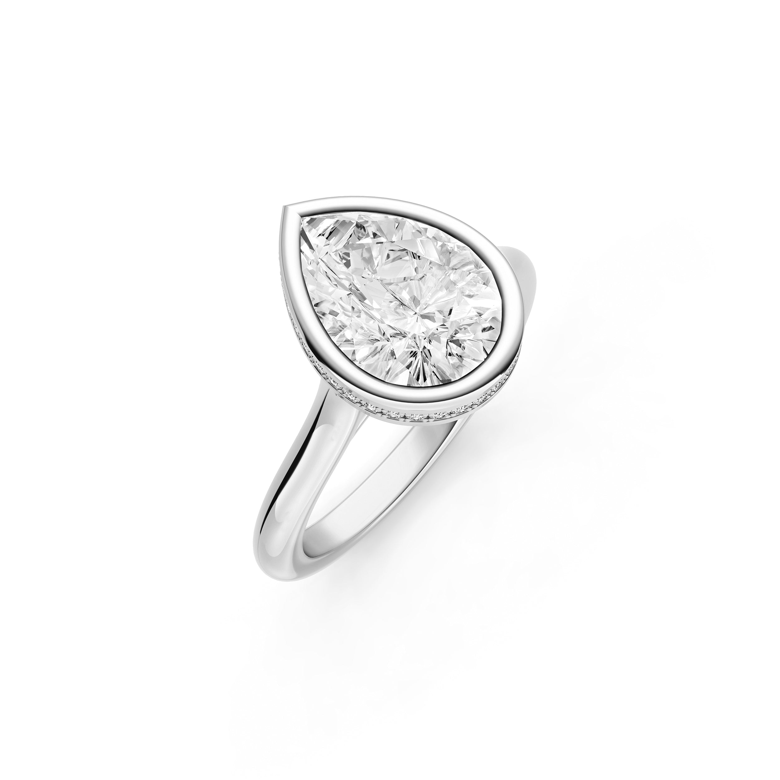 Bezel Hidden Halo Engagement Ring (Pear Shape) Birmingham Jewelry Engagement Ring Birmingham Jewelry 