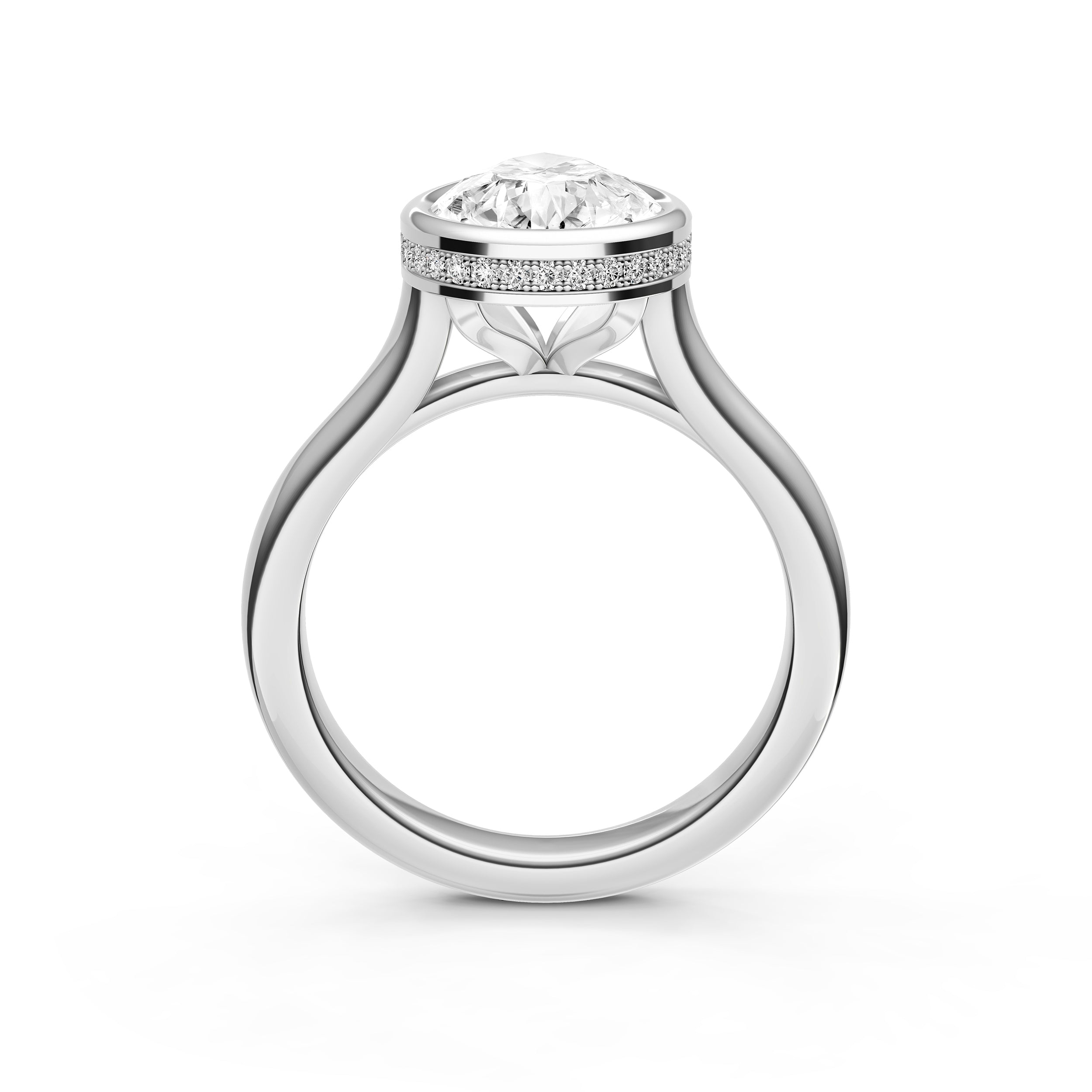 Bezel Hidden Halo Engagement Ring (Pear Shape) Birmingham Jewelry Engagement Ring Birmingham Jewelry 