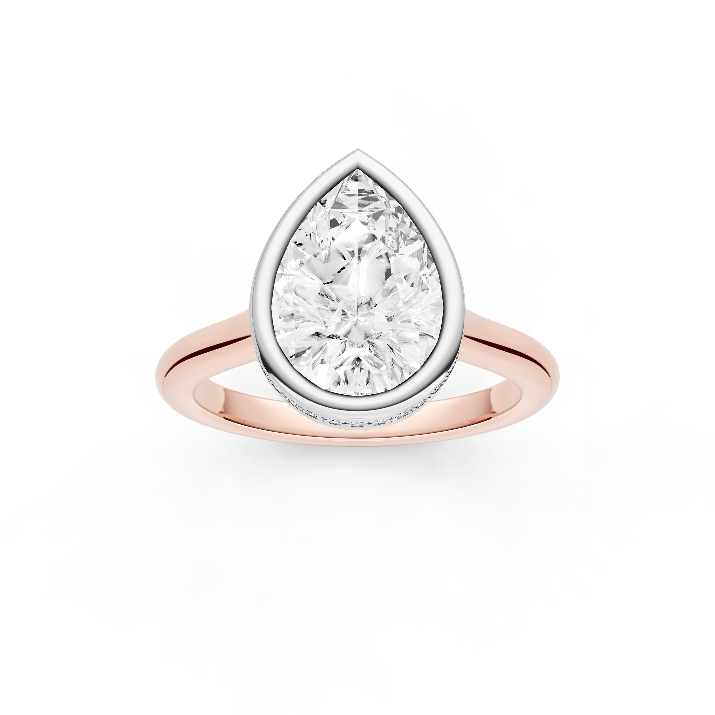 Bezel Hidden Halo Engagement Ring (Pear Shape) Birmingham Jewelry Engagement Ring Birmingham Jewelry 