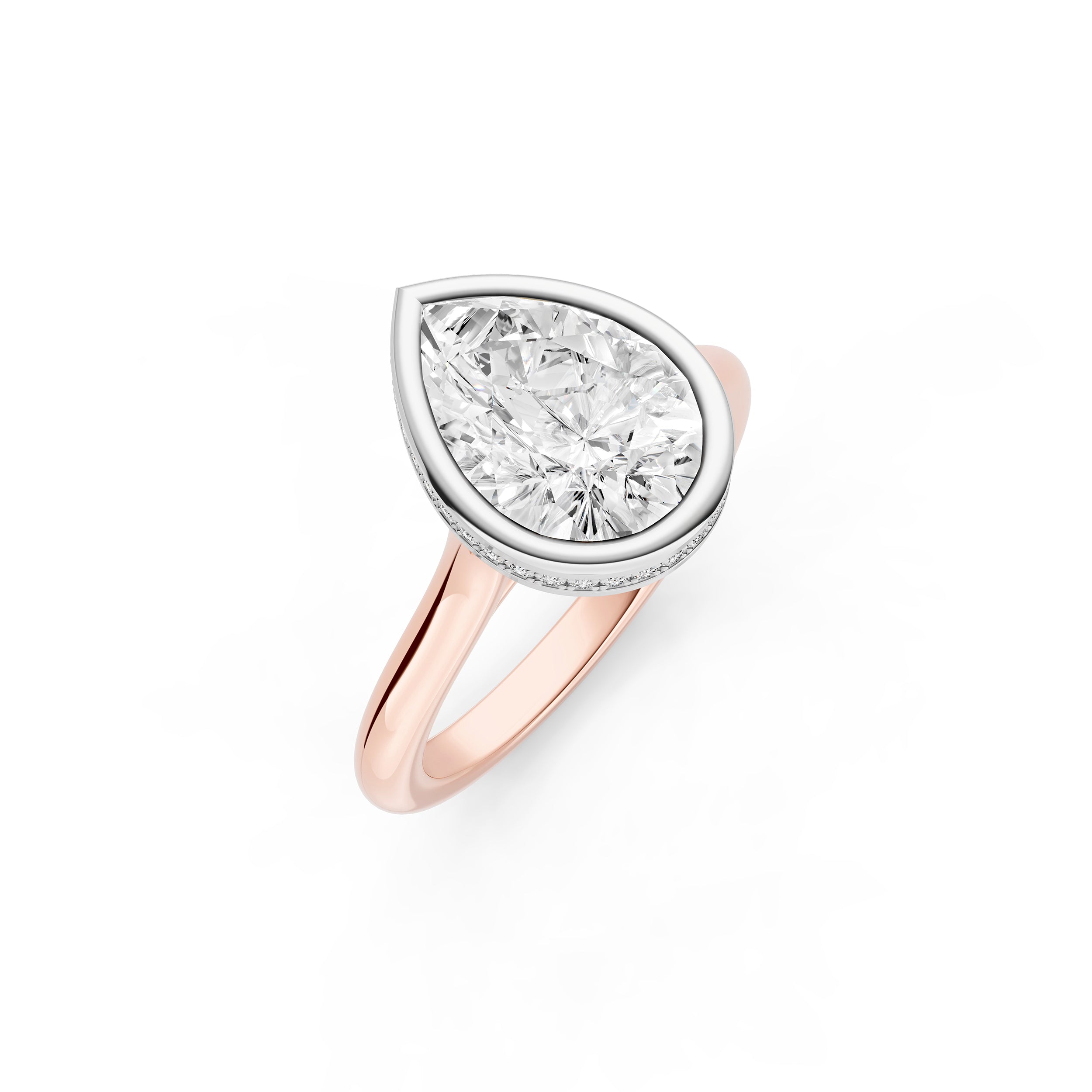 Bezel Hidden Halo Engagement Ring (Pear Shape) Birmingham Jewelry Engagement Ring Birmingham Jewelry 